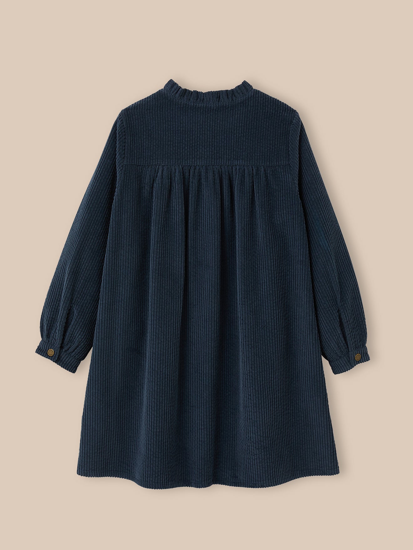 Mädchen-Hemdkleid aus Velours mit Waffelmuster