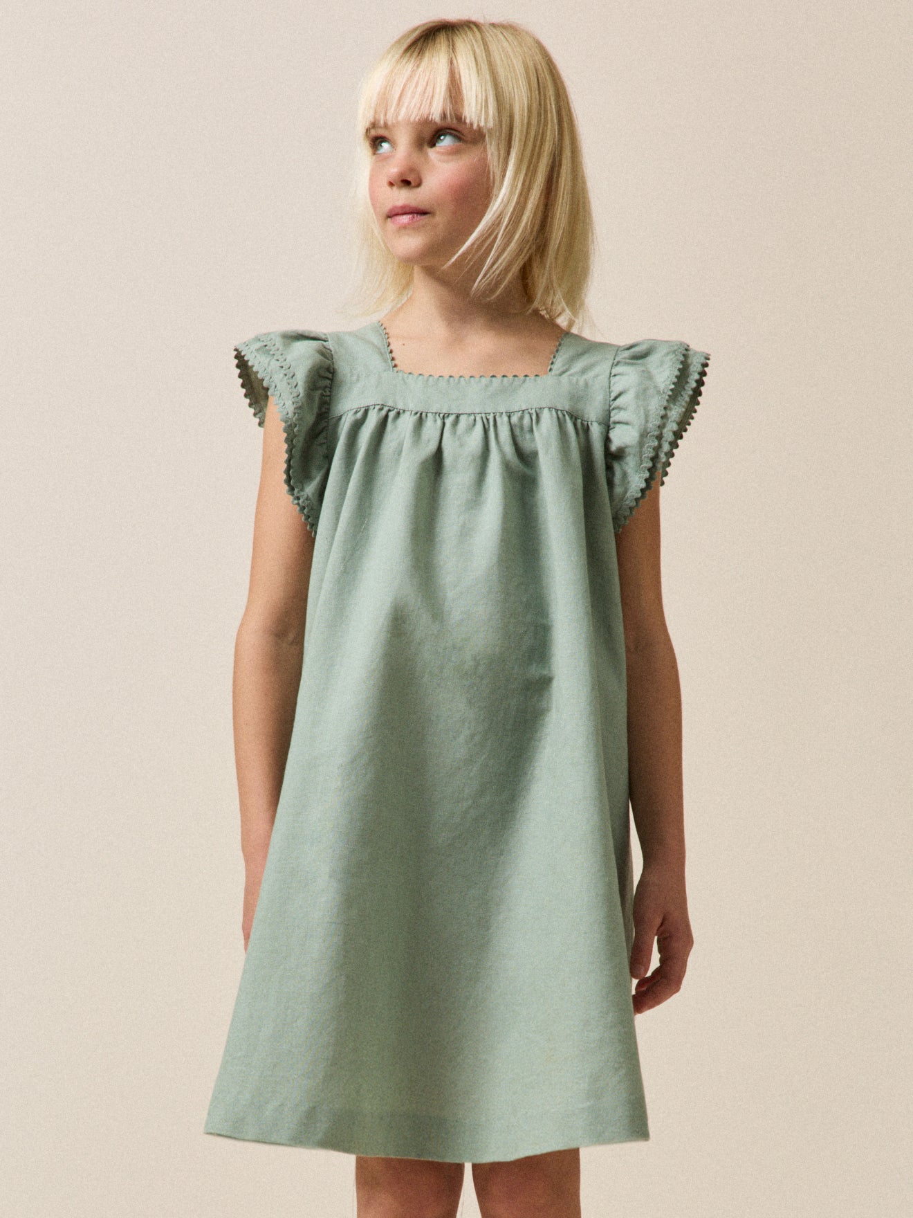 Mädchenkleid « Clémence » aus Leinen und Baumwolle – Kollektion « Feste & Hochzeiten »