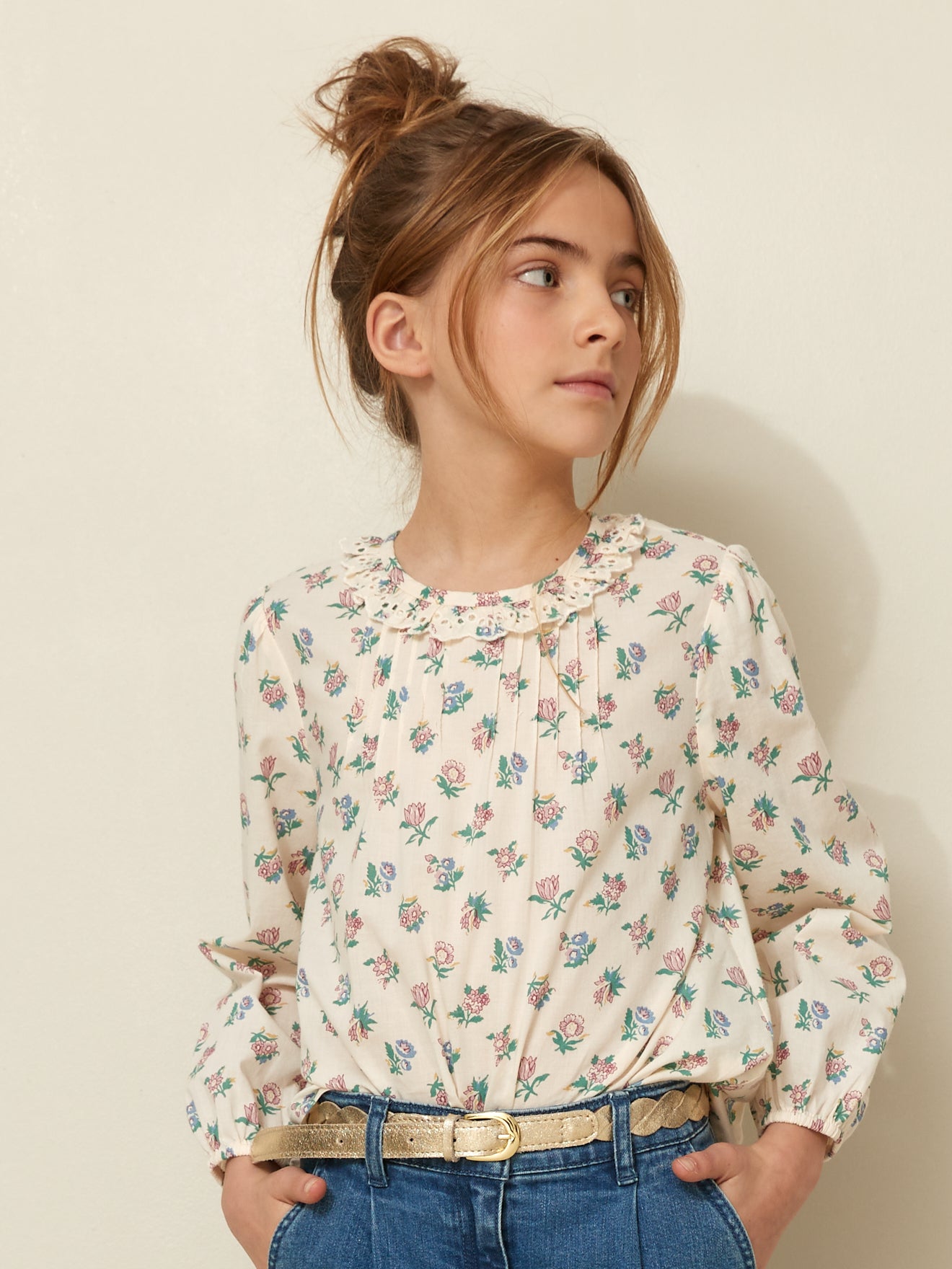 Mädchenbluse mit Druckmuster « Suzy »