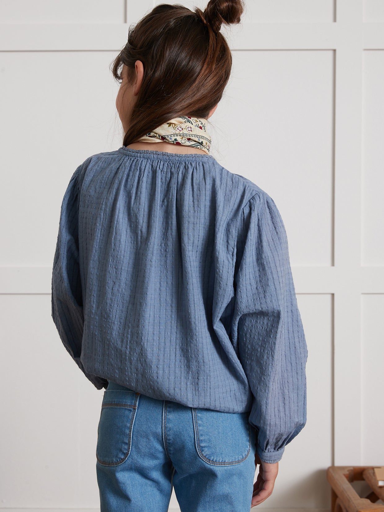 Mädchenbluse aus Seersucker