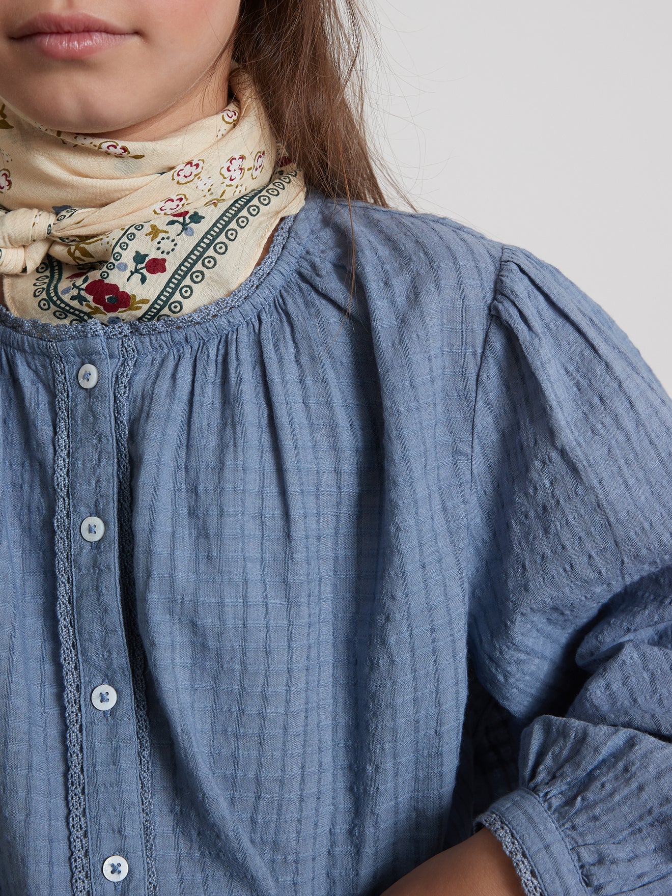 Mädchenbluse aus Seersucker