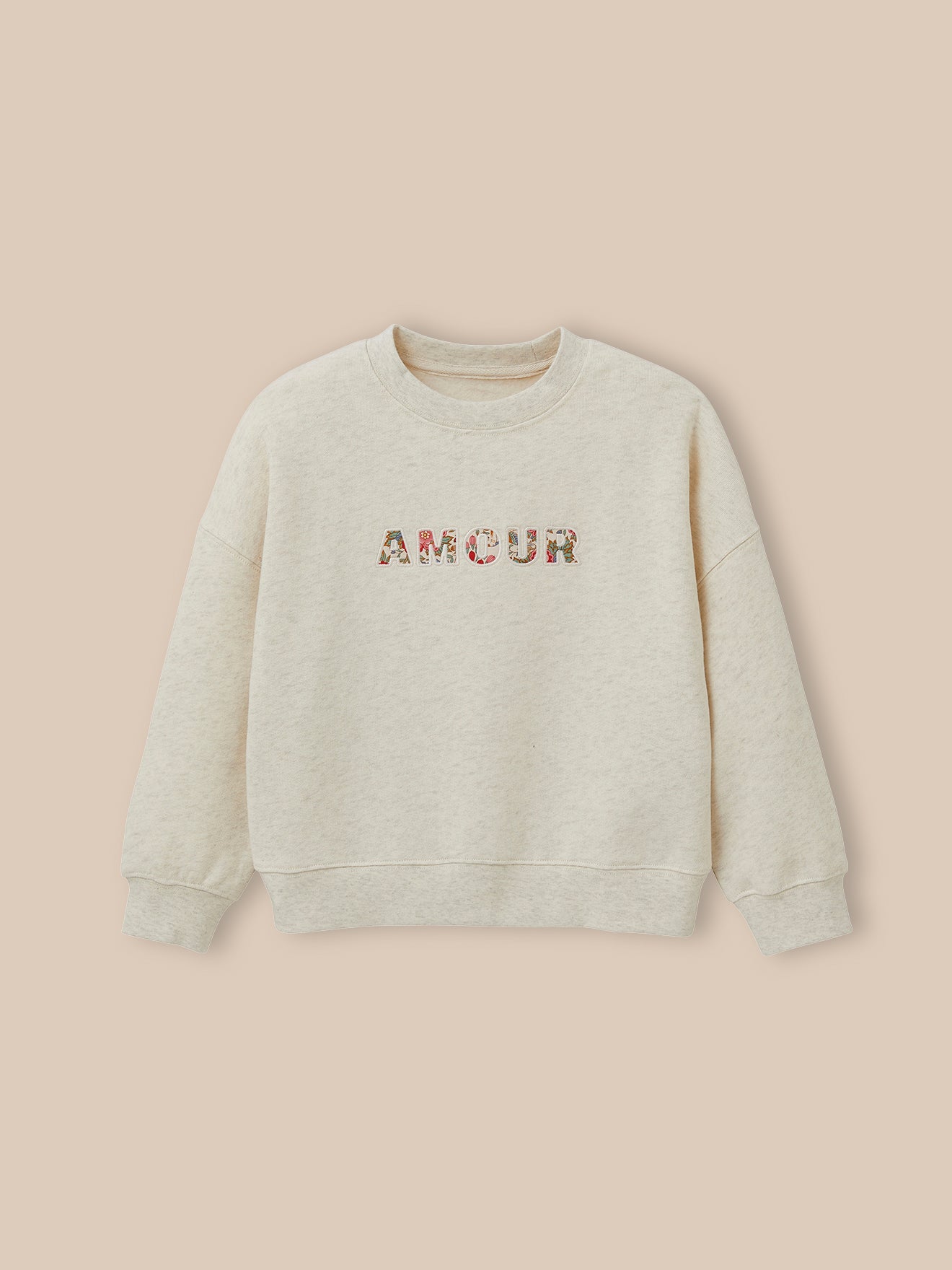 Mädchen-Sweatshirt mit Buchstaben aus Liberty®-Stoff – Bio-Baumwolle