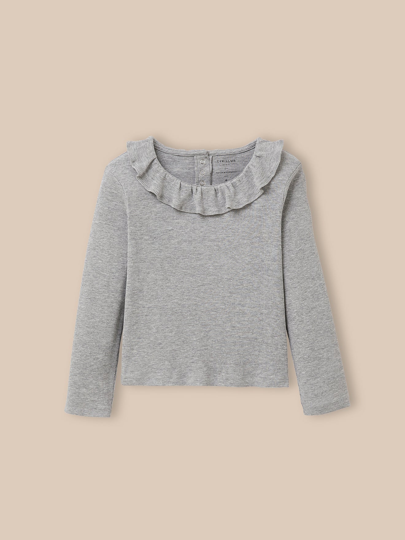 Mädchen-T-Shirt mit Volantkragen – Bio-Baumwolle