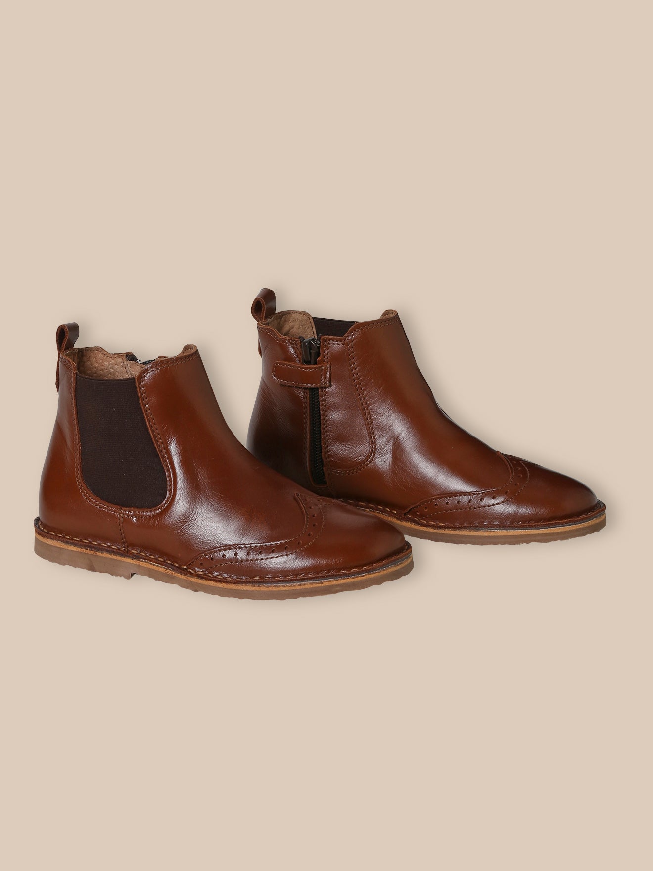 Mädchen-Boots mit Blütenkappe aus Leder