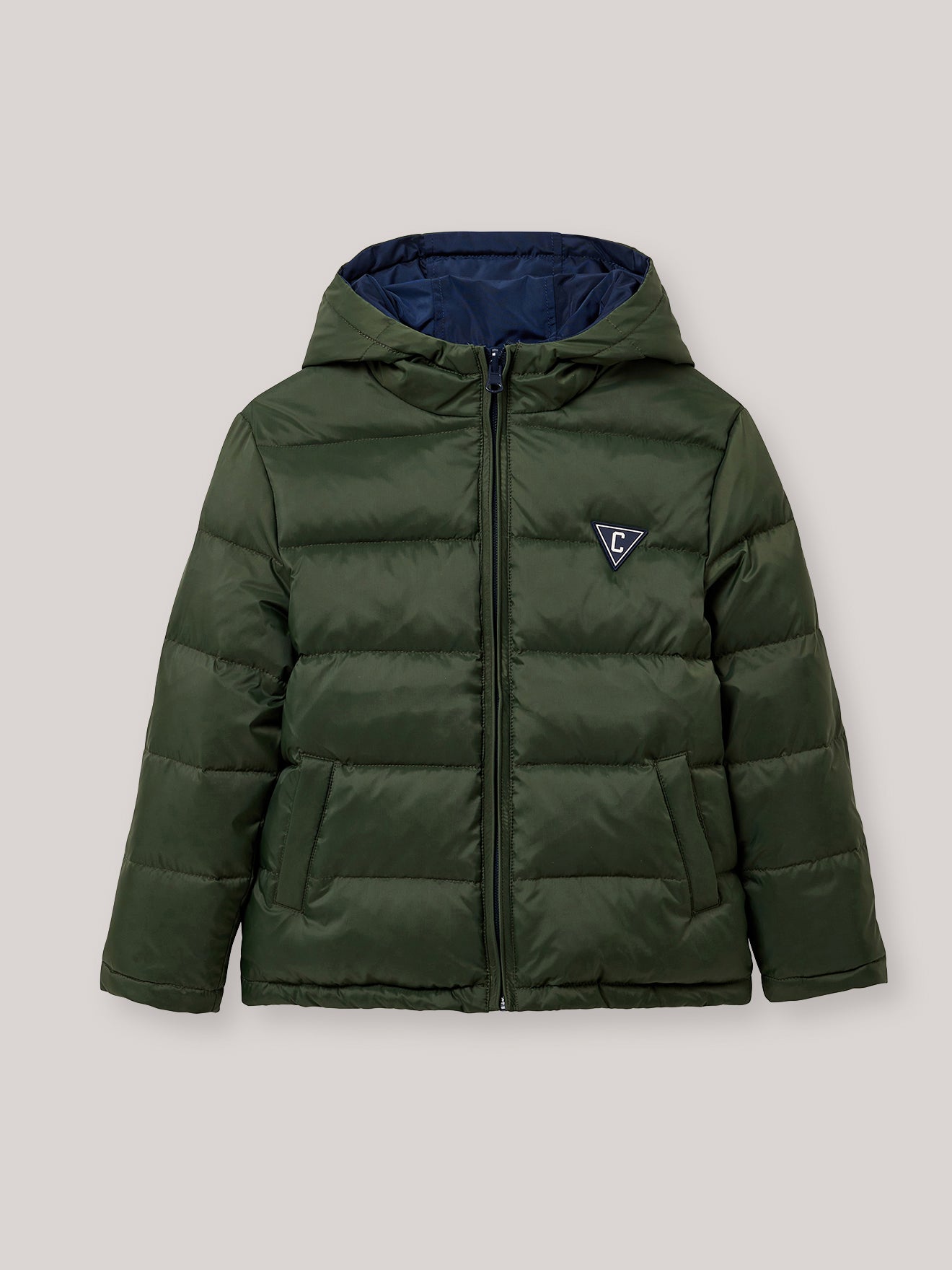 Jungen-Daunenjacke mit Federn und Daunen, wendbar