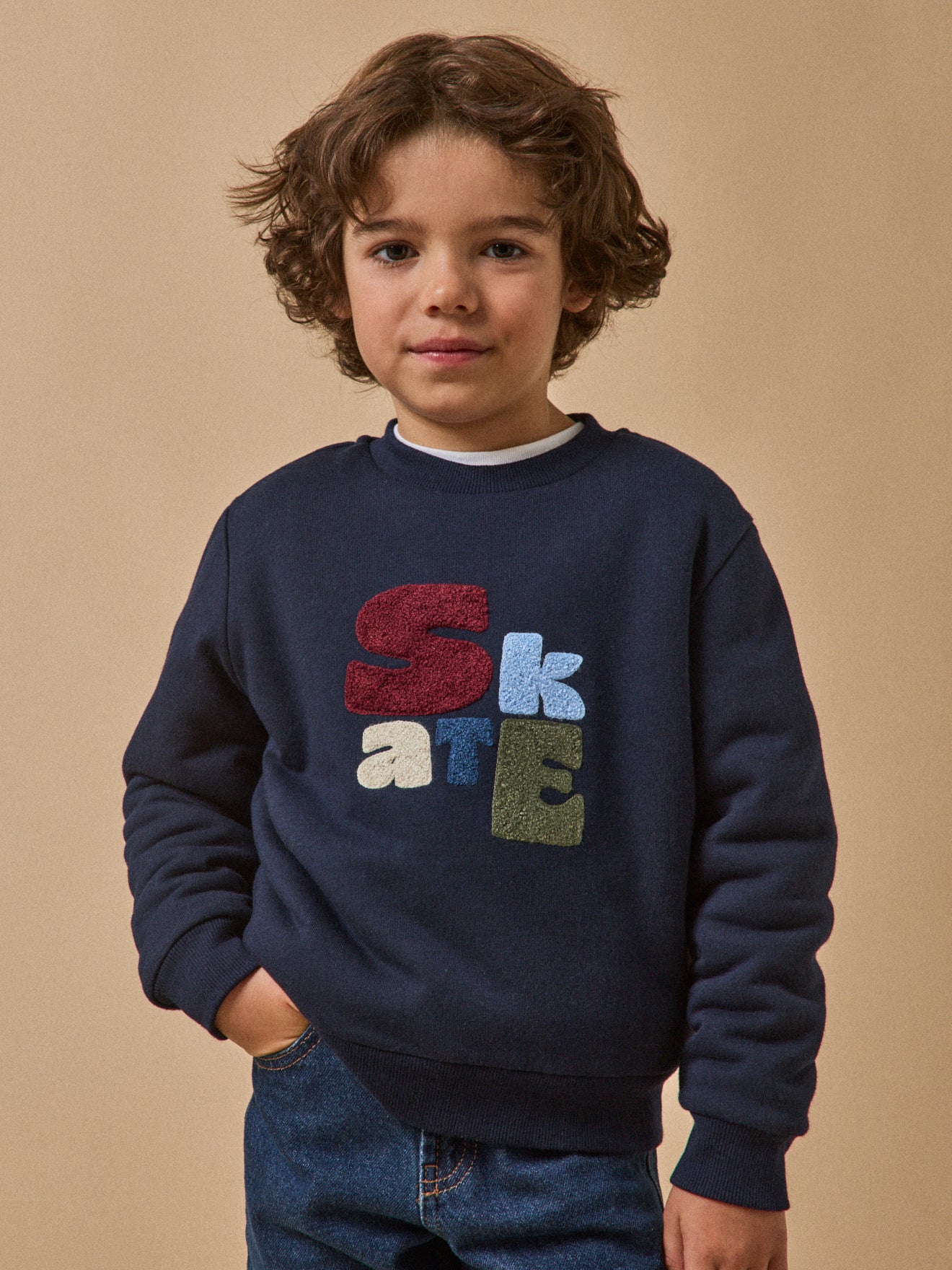Jungen-Sweatshirt mit Sherpa-Futter