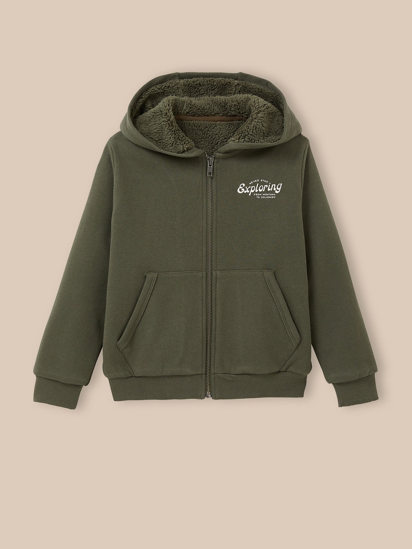 Jungen-Cardigan mit Reißverschluss und Sherpa-Futter