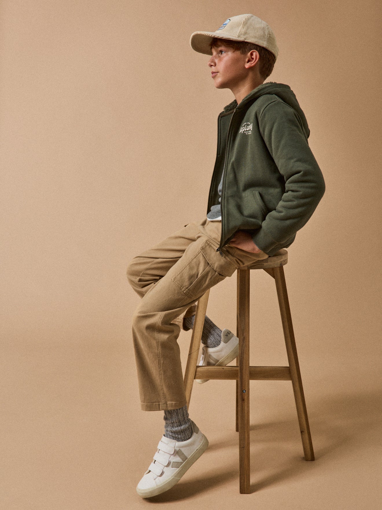 Jungen-Cardigan mit Reißverschluss und Sherpa-Futter