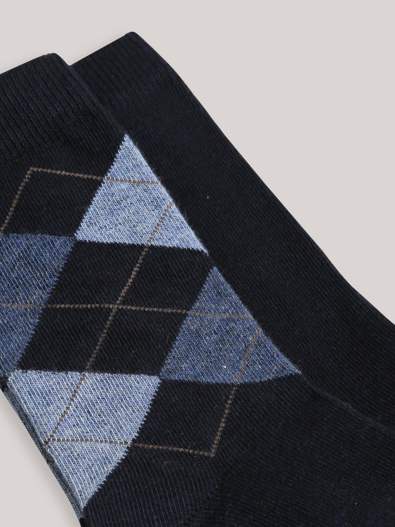Socken im 2er-Pack mit Intarsienmuster und uni