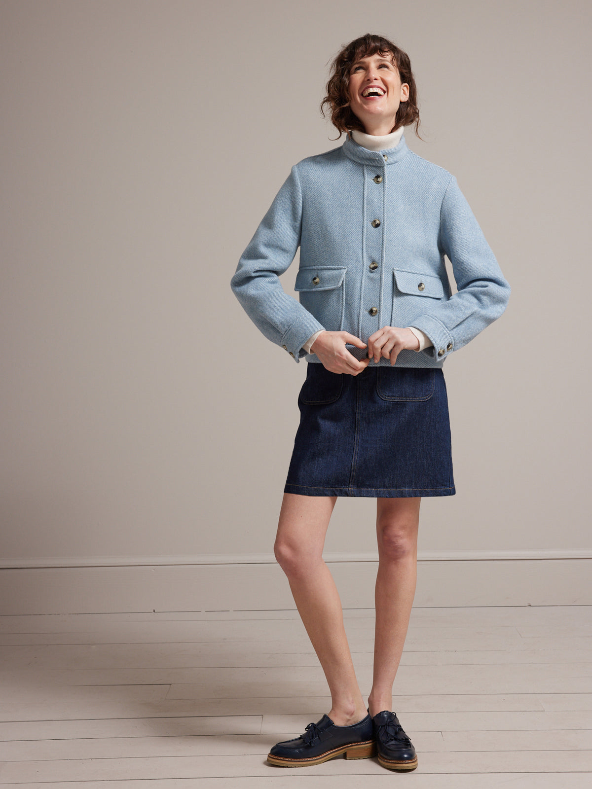 Zweiseitige Damenjacke mit Wolltuch