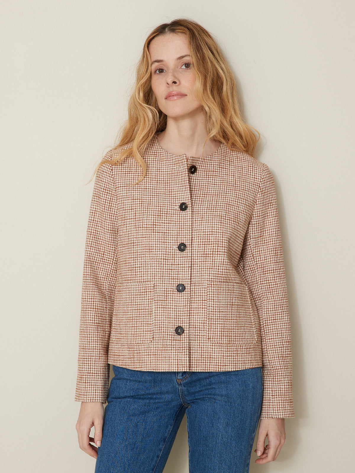 Damenjacke aus Liberty-Stoff ohne Kragen