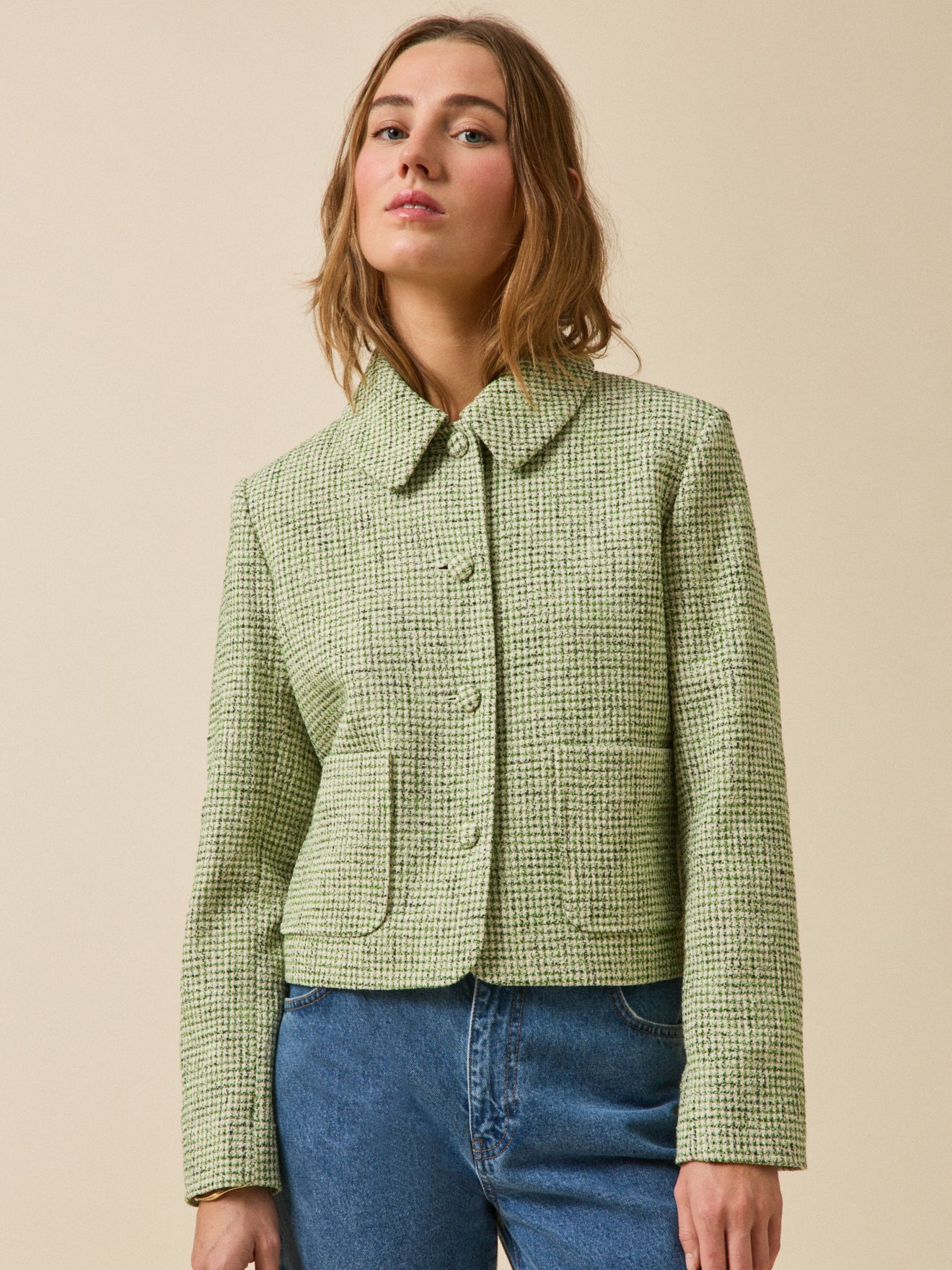 Damenjacke aus kariertem Tweed
