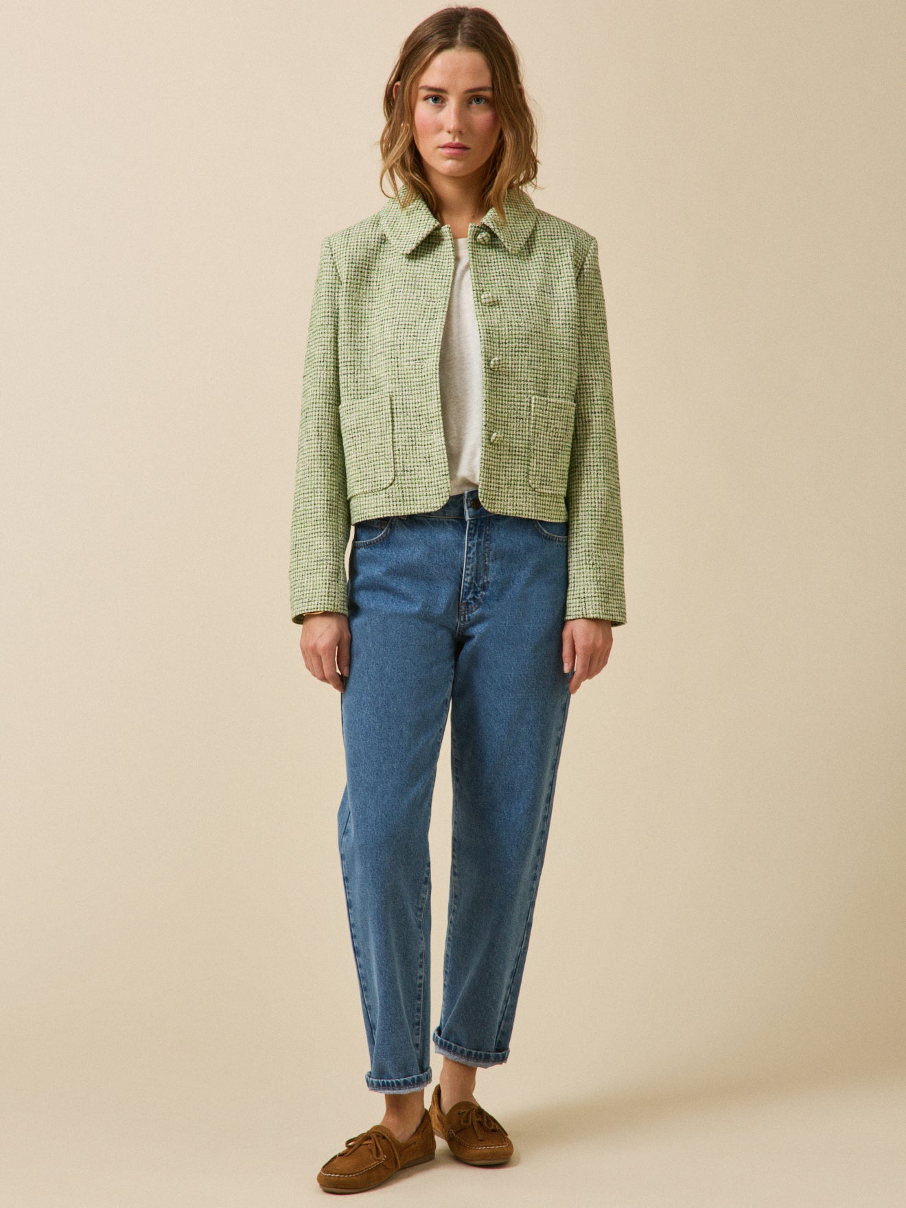 Damenjacke aus kariertem Tweed