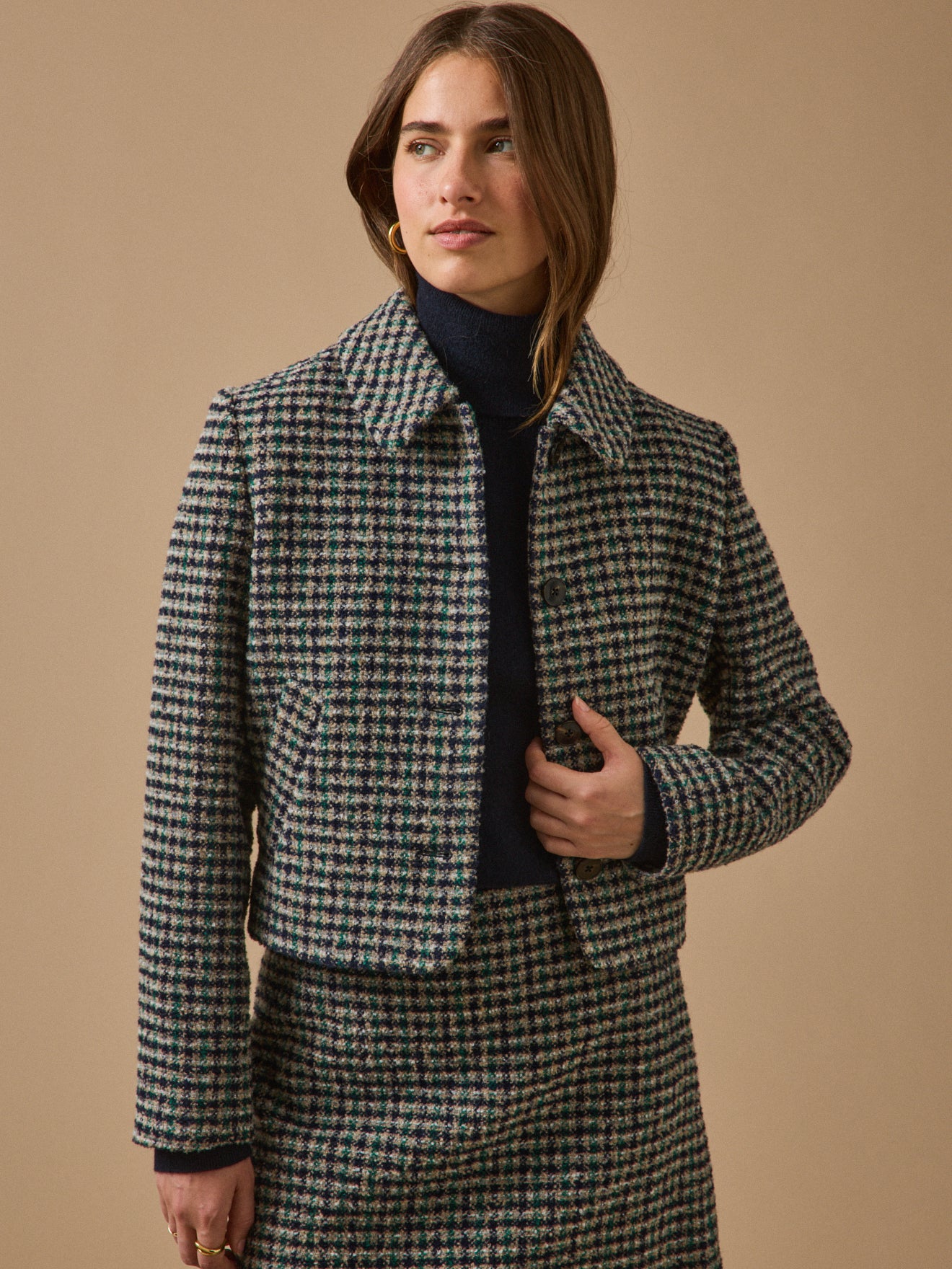 Karierte Damenjacke aus Tweed