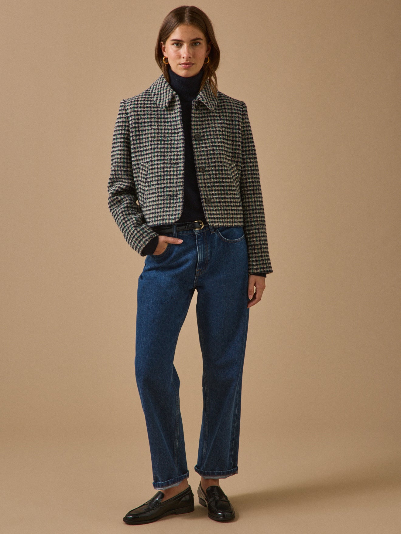 Karierte Damenjacke aus Tweed
