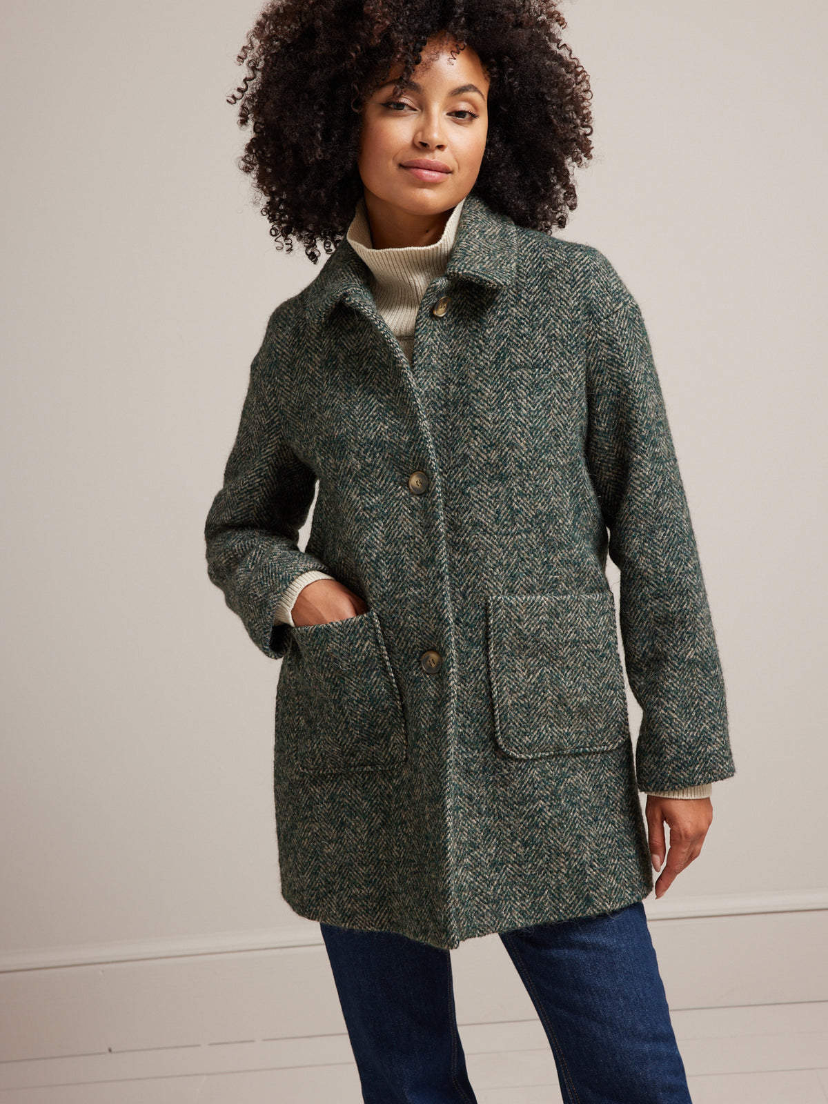 Oversize-Damenmantel mit Fischgrat