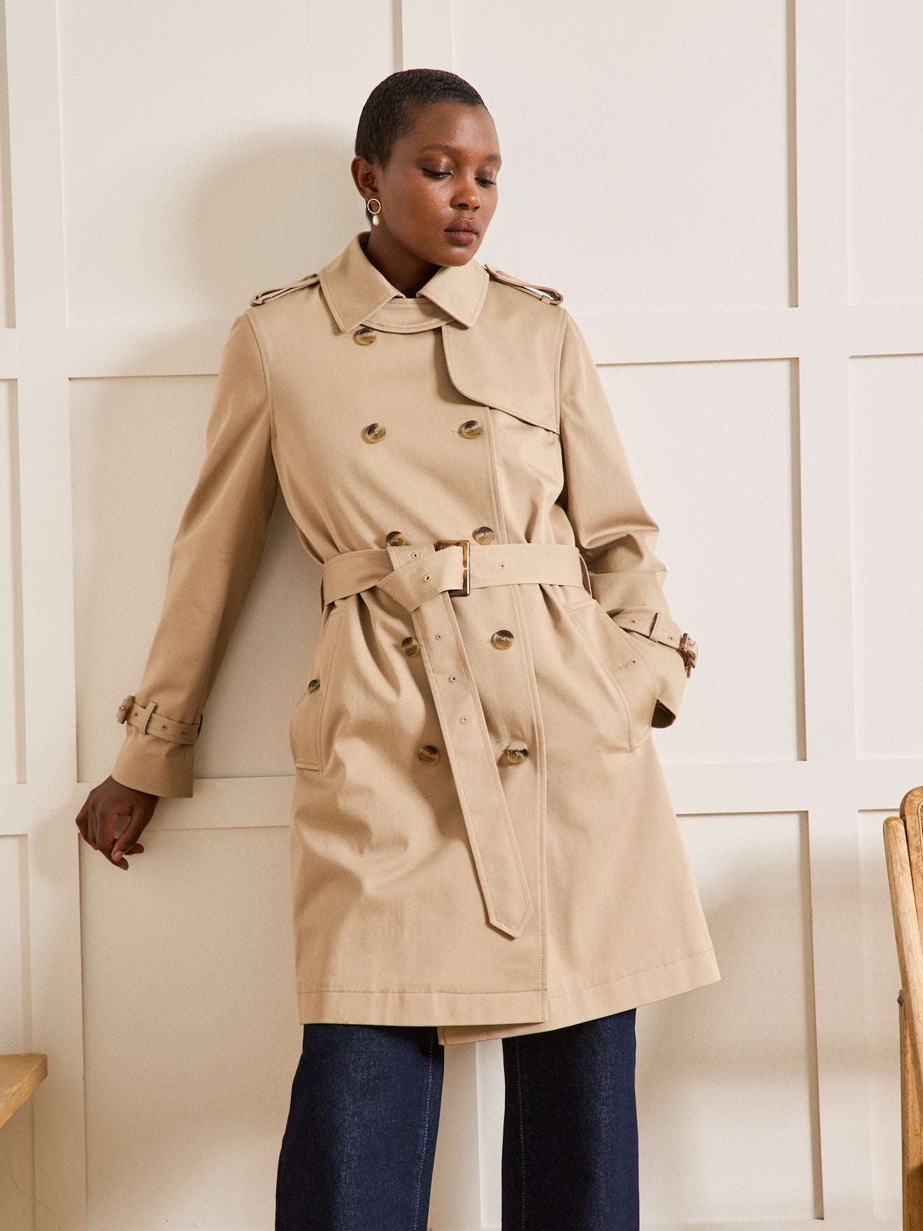 Langer Damen-Trenchcoat