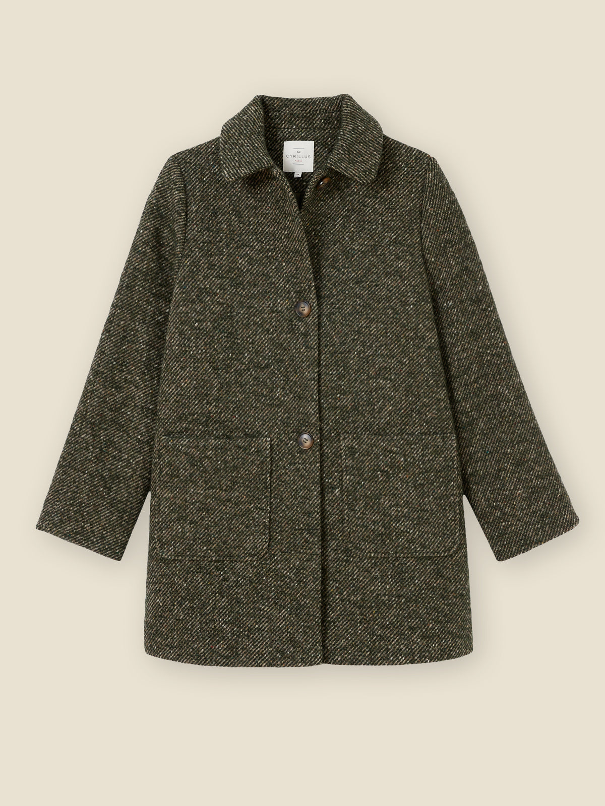 Kurzer Damenmantel aus mouliniertem Twill