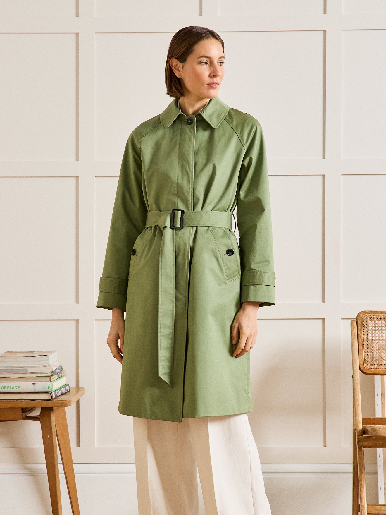 Langer Damen-Trenchcoat mit Raglanärmeln