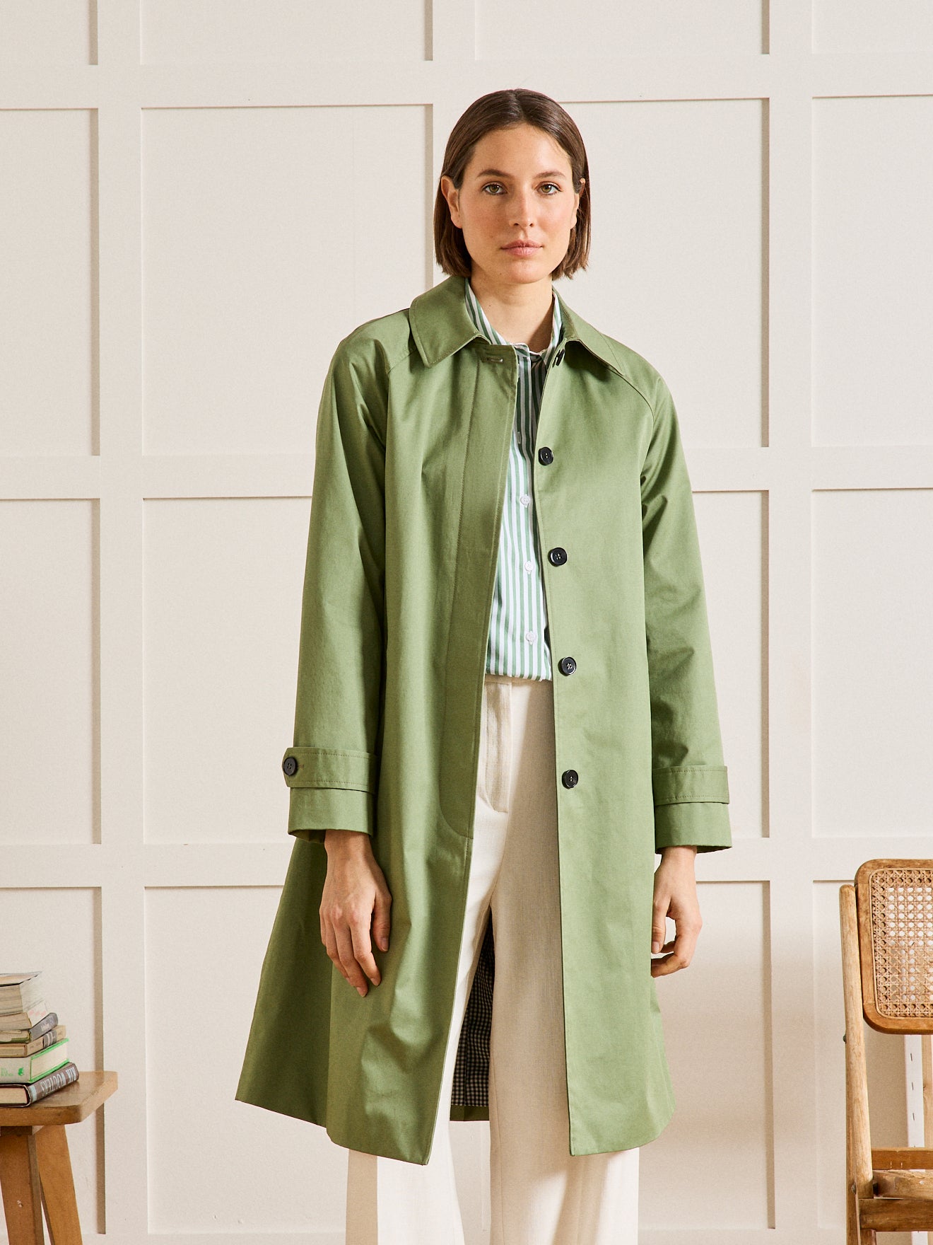 Langer Damen-Trenchcoat mit Raglanärmeln