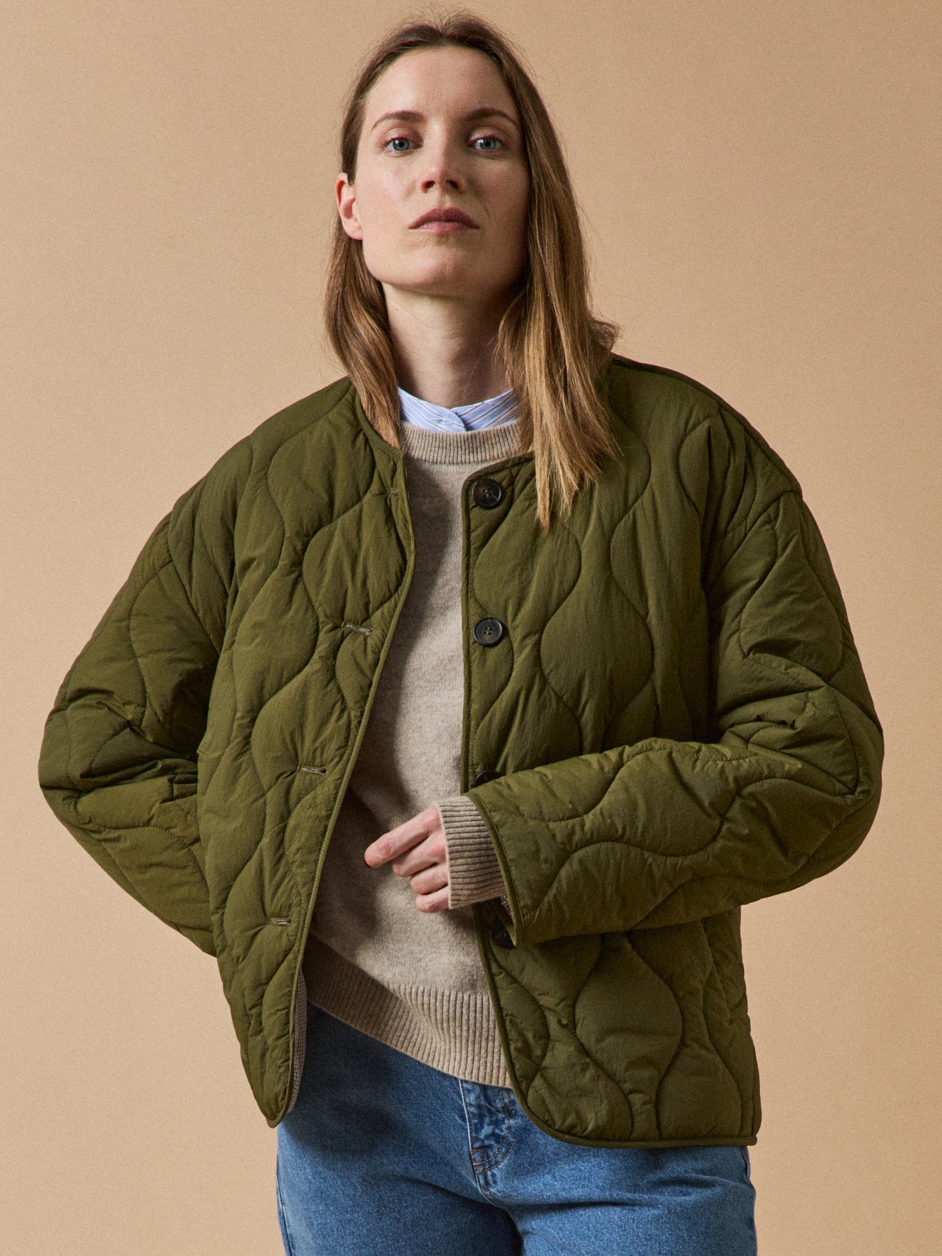 Damen-Steppjacke ohne Kragen