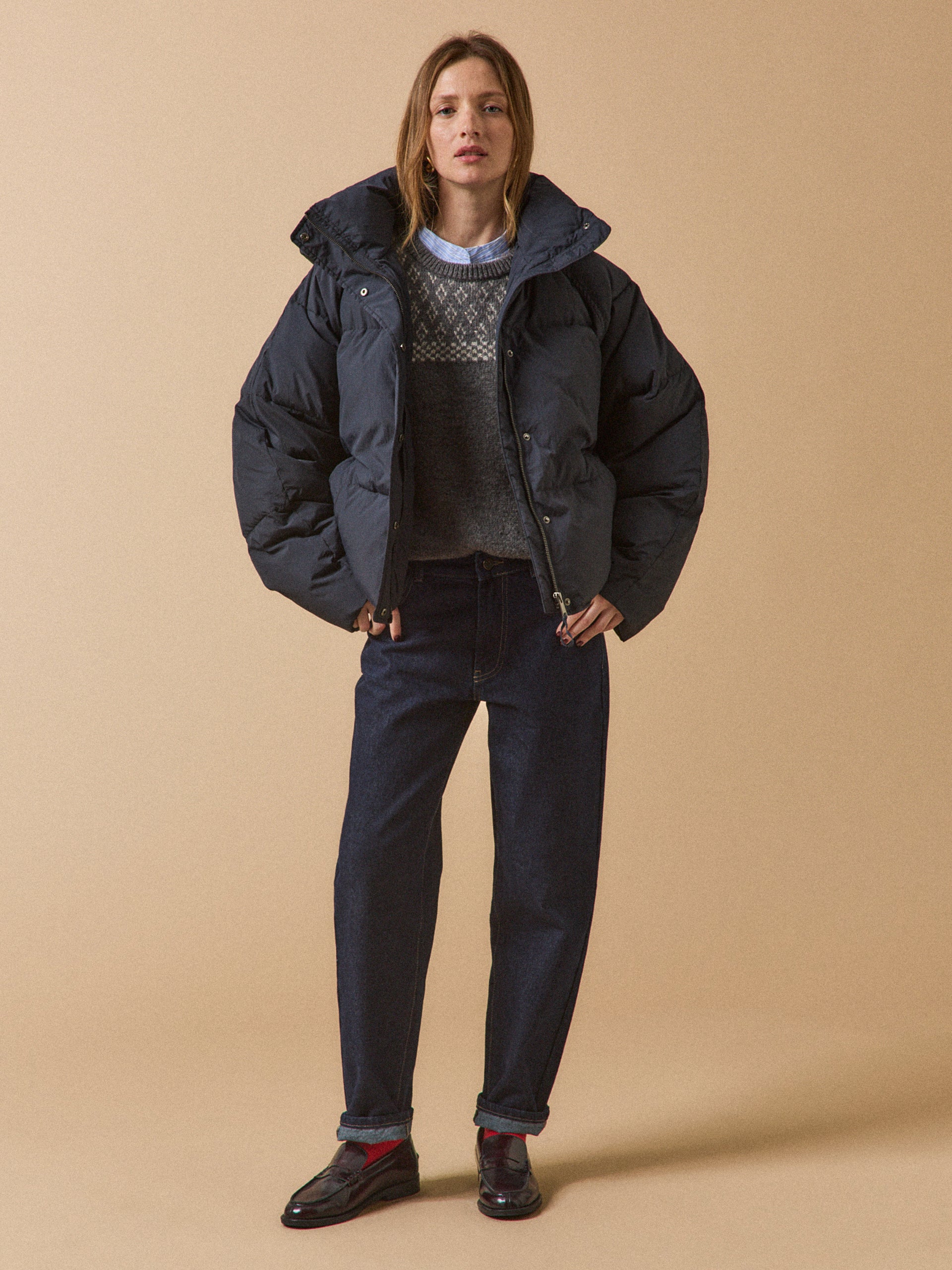 Wattierte Damen-Daunenjacke