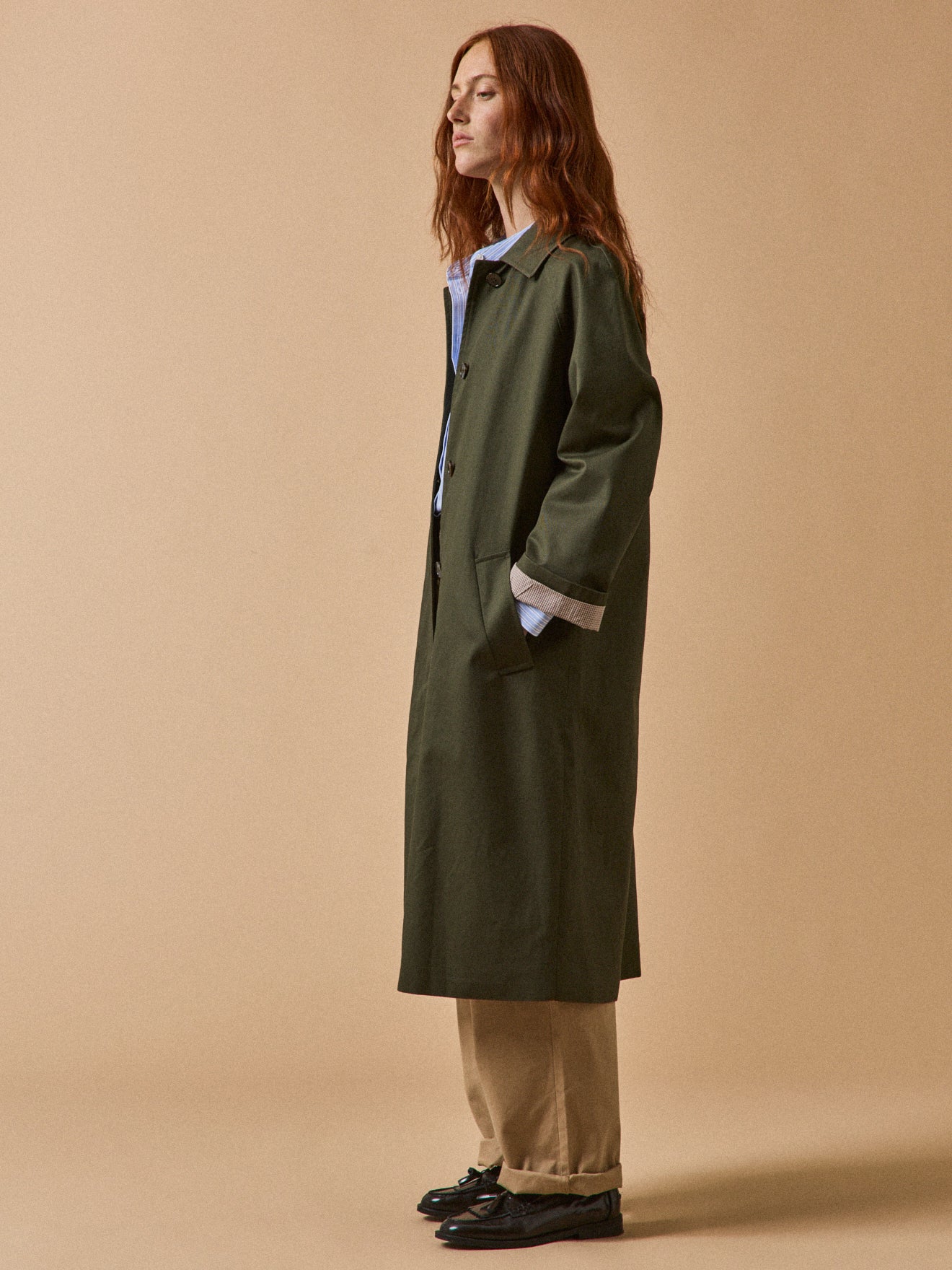 Gerader Damen-Trenchcoat aus Baumwolle