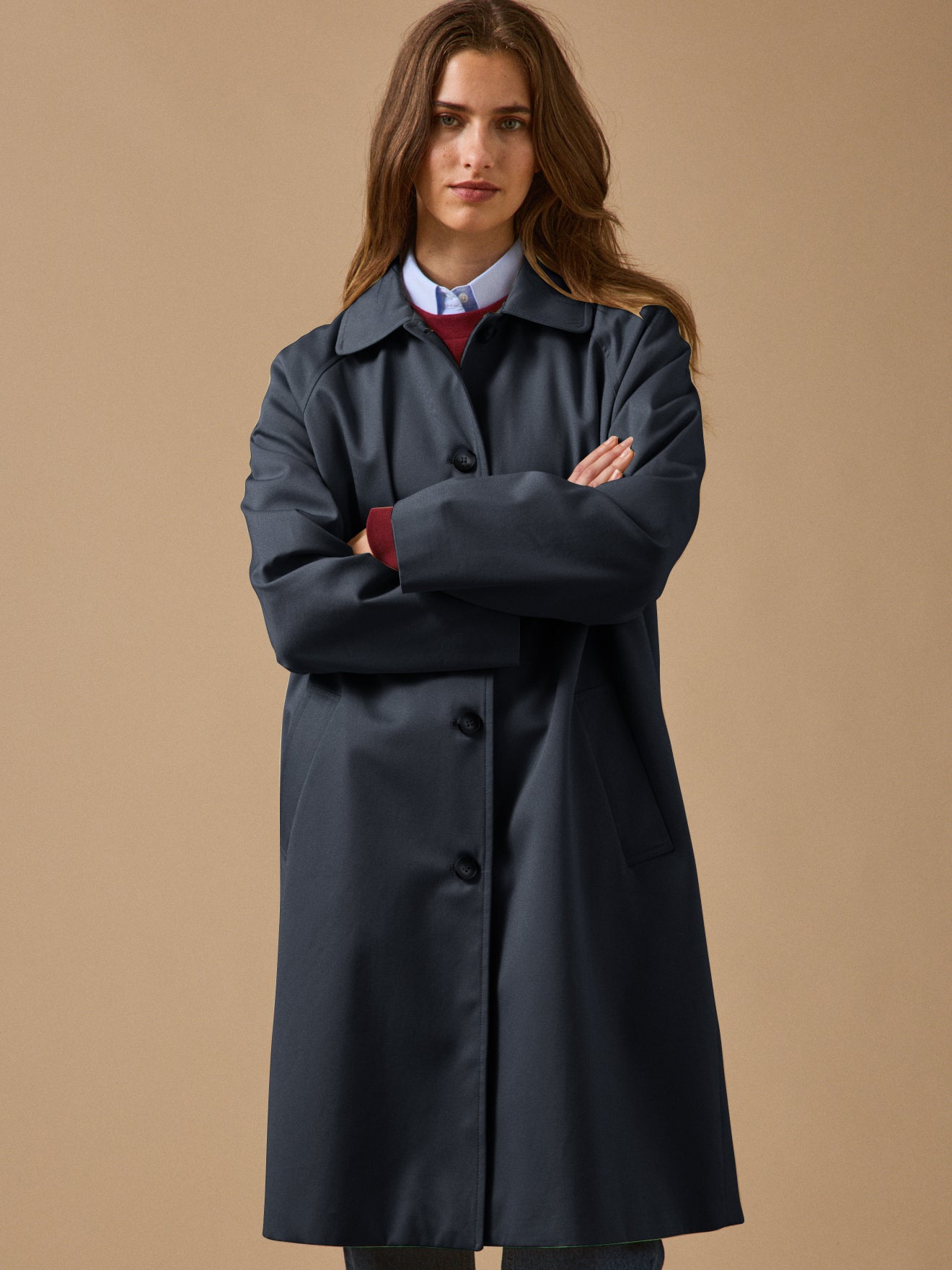 Langer Damen-Trenchcoat aus Bio-Baumwolle