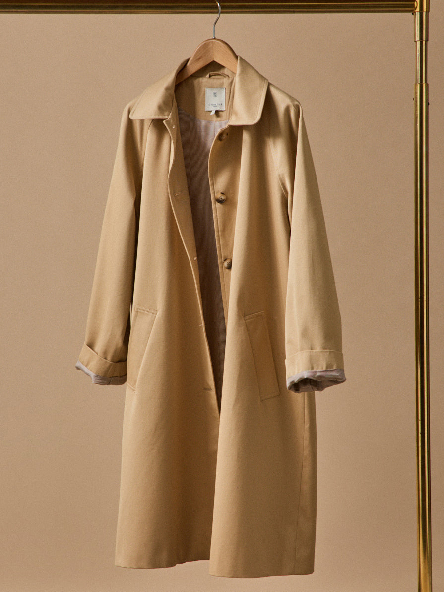 Langer Damen-Trenchcoat aus Bio-Baumwolle