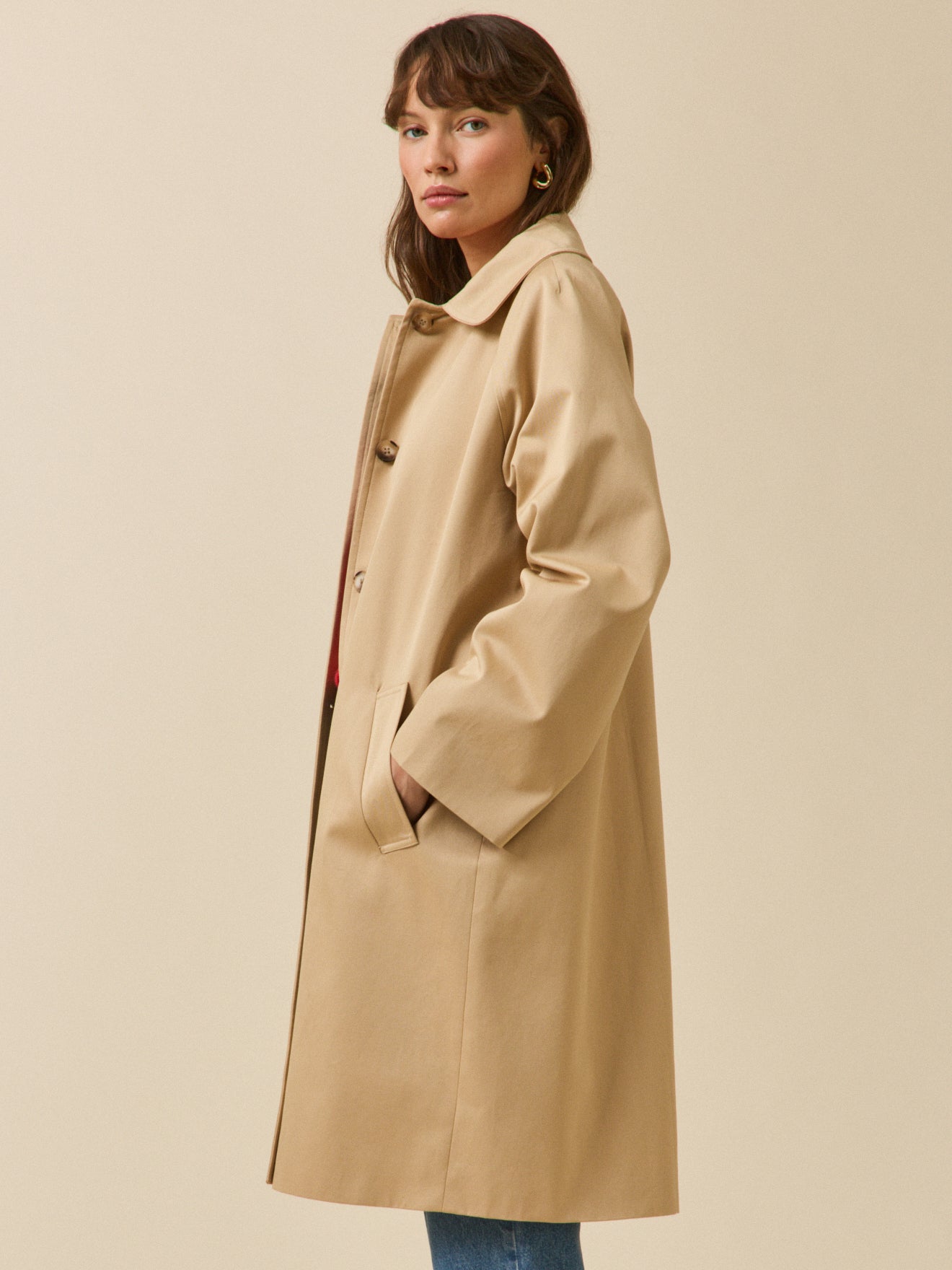 Langer Damen-Trenchcoat aus Bio-Baumwolle