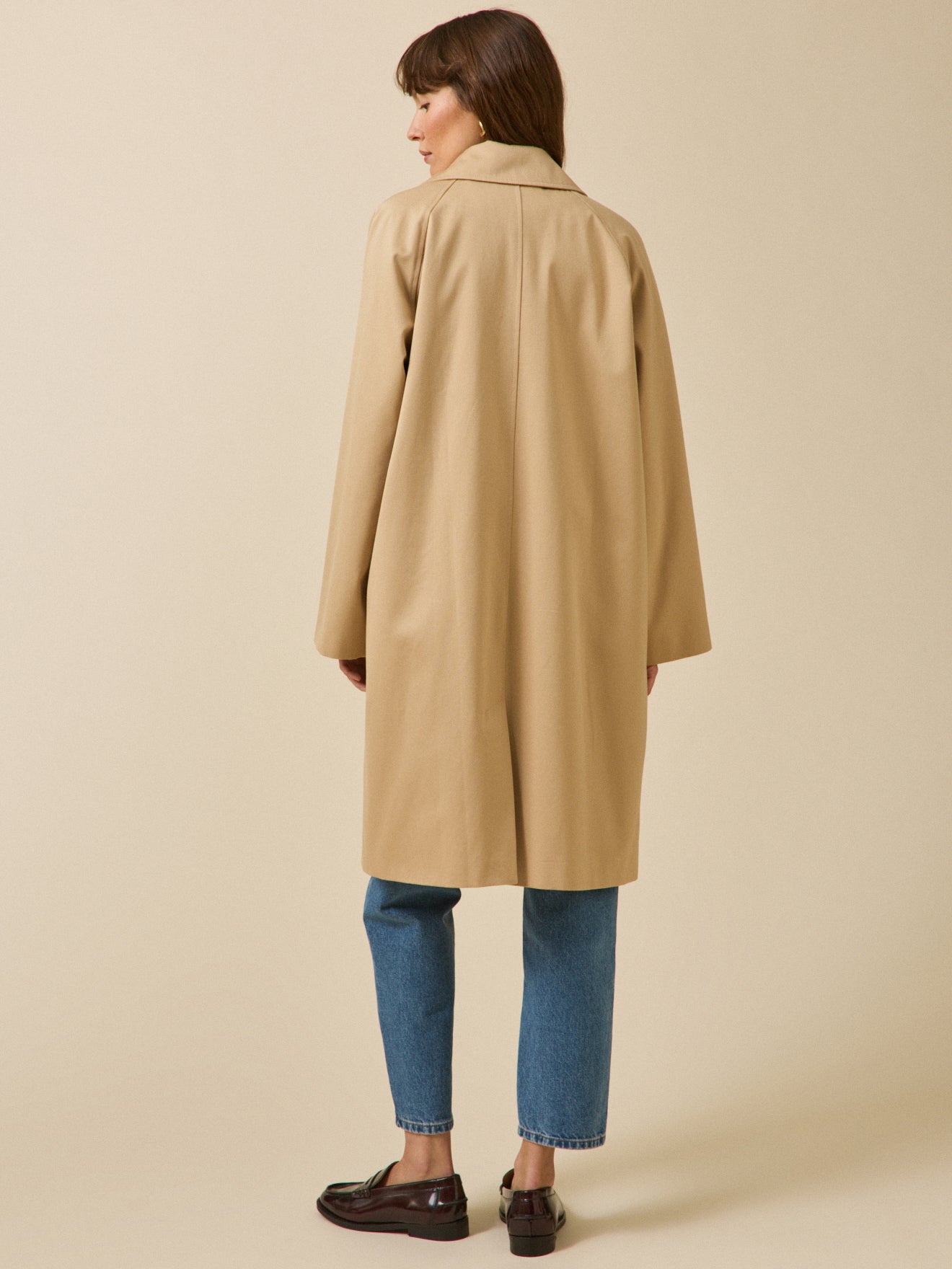 Langer Damen-Trenchcoat aus Bio-Baumwolle