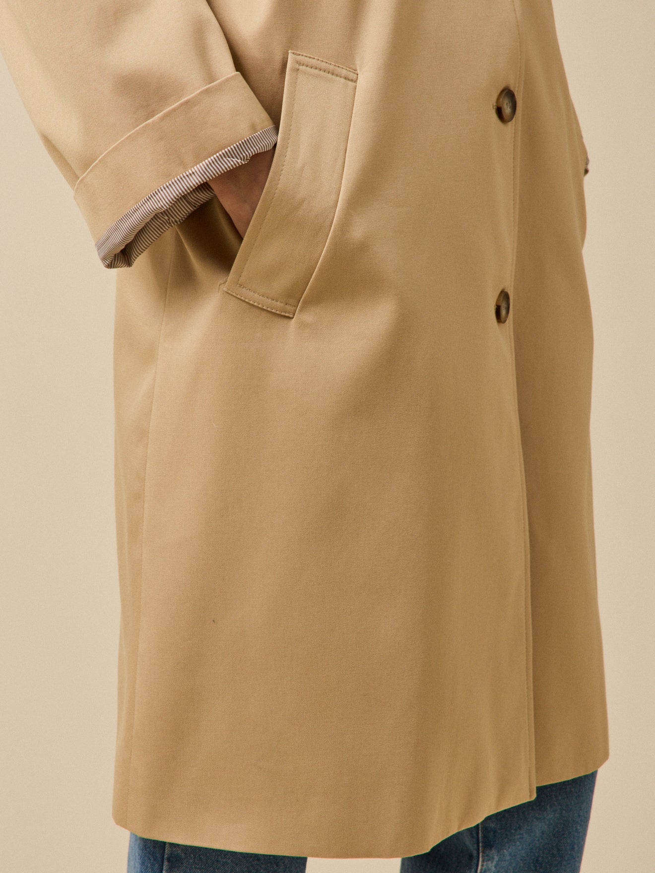 Langer Damen-Trenchcoat aus Bio-Baumwolle