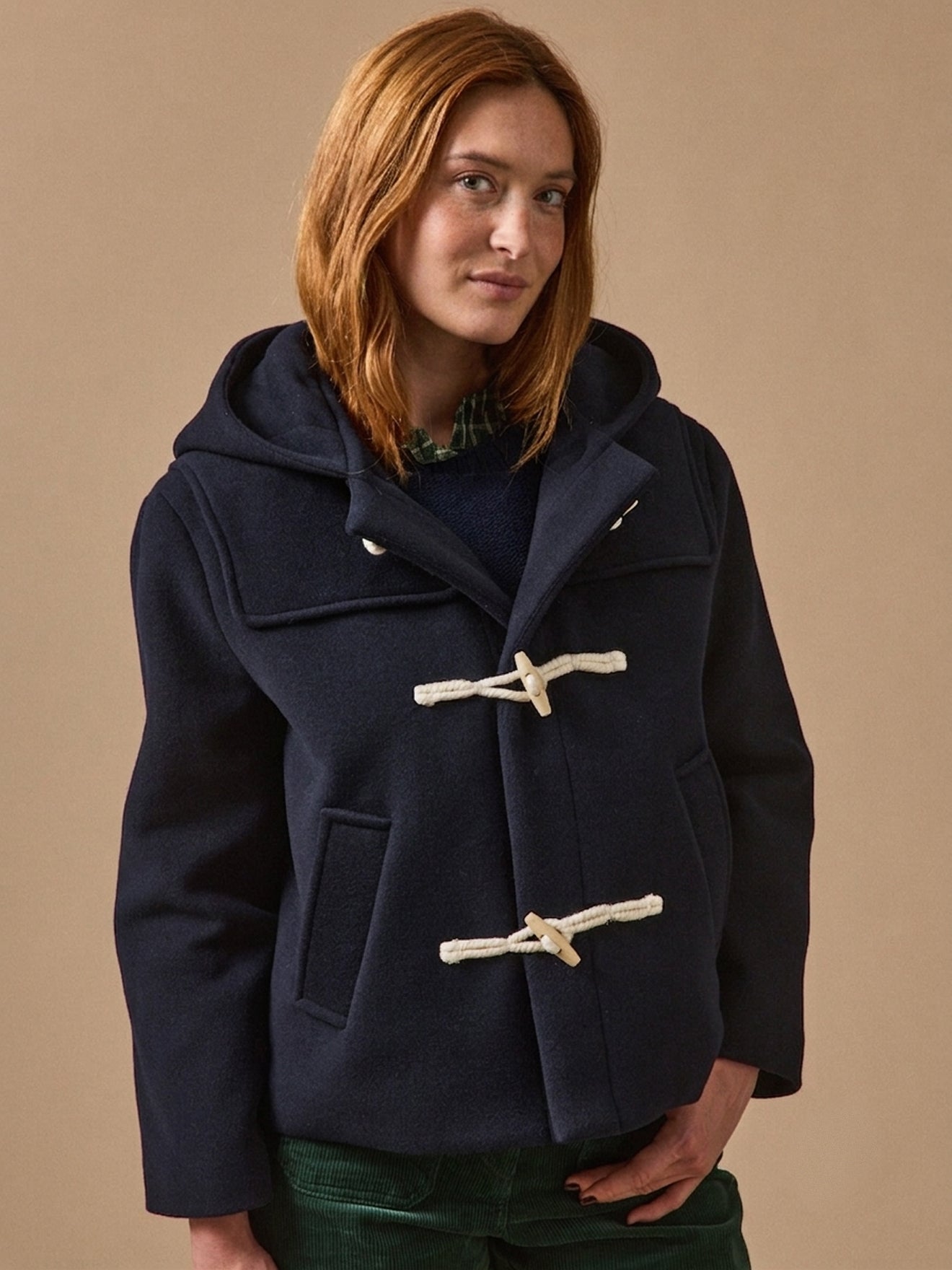 Kurze Damen-Cabanjacke aus Wolltuch