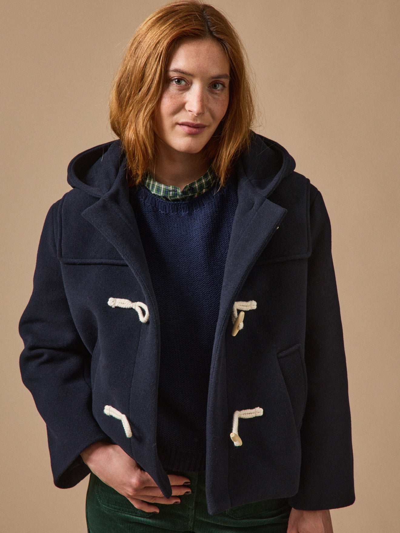Kurze Damen-Cabanjacke aus Wolltuch