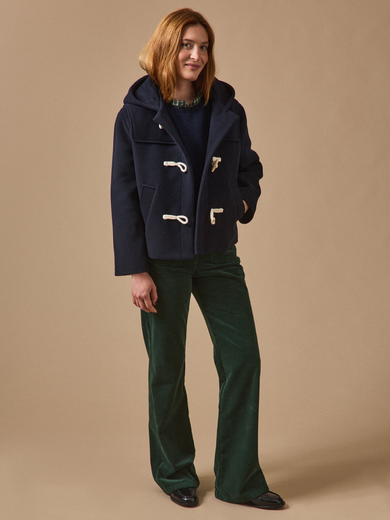 Kurze Damen-Cabanjacke aus Wolltuch