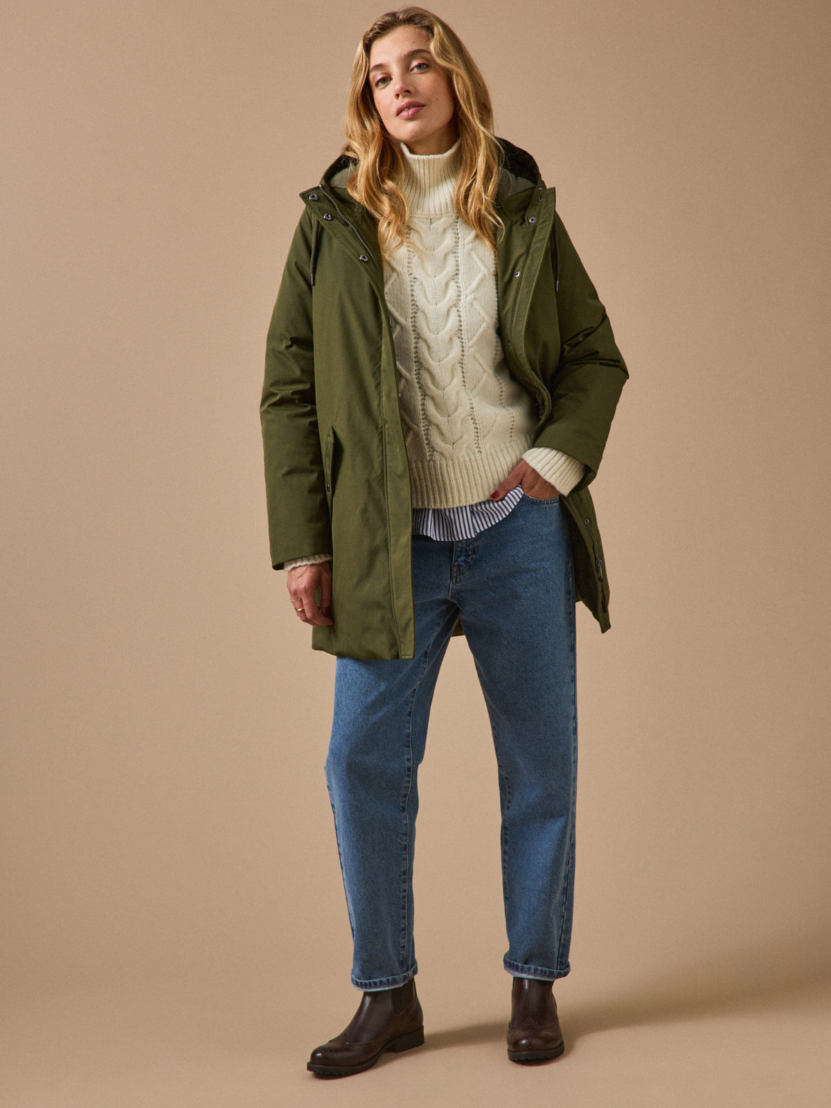 Langer, wattierter Damen-Parka