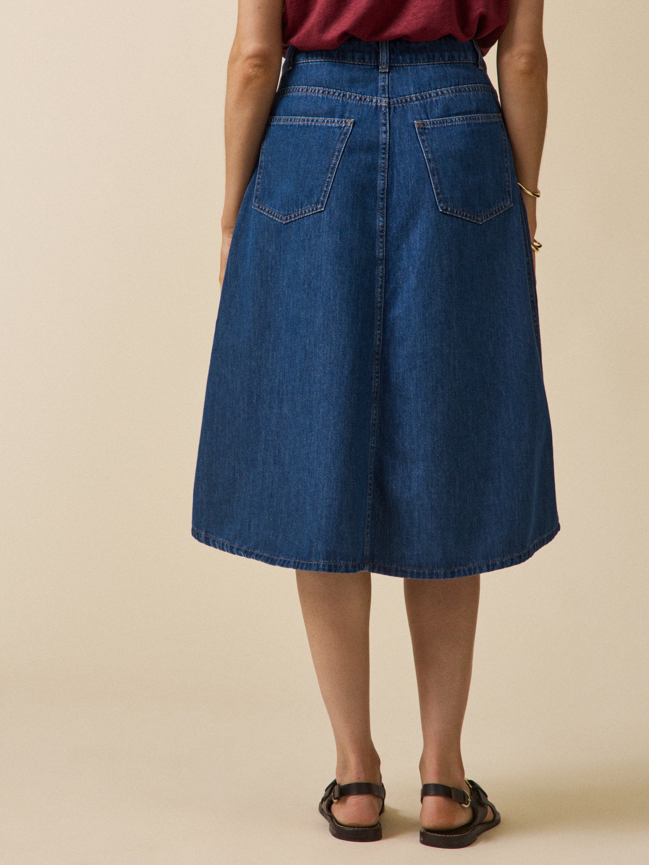 Halblanger Damenrock aus Denim aus Bio-Baumwolle