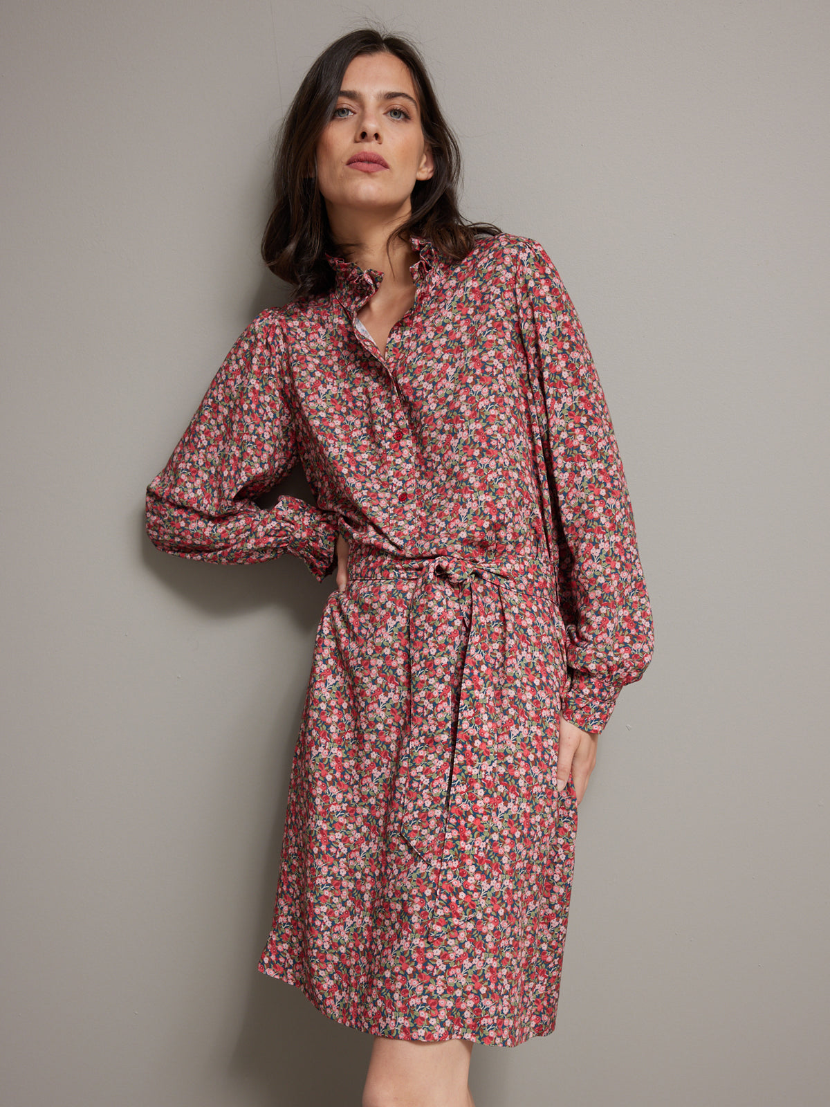 Damenkleid mit Rüschenkragen aus Liberty-Stoff - Limited Collection