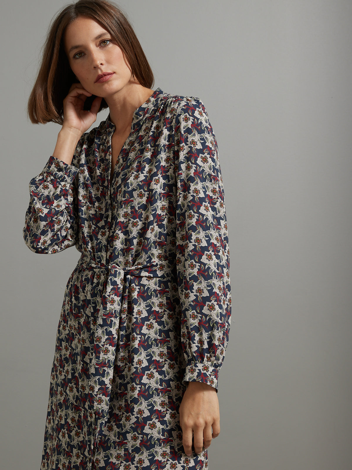 Damen-Hemdkleid mit Chambord-Print