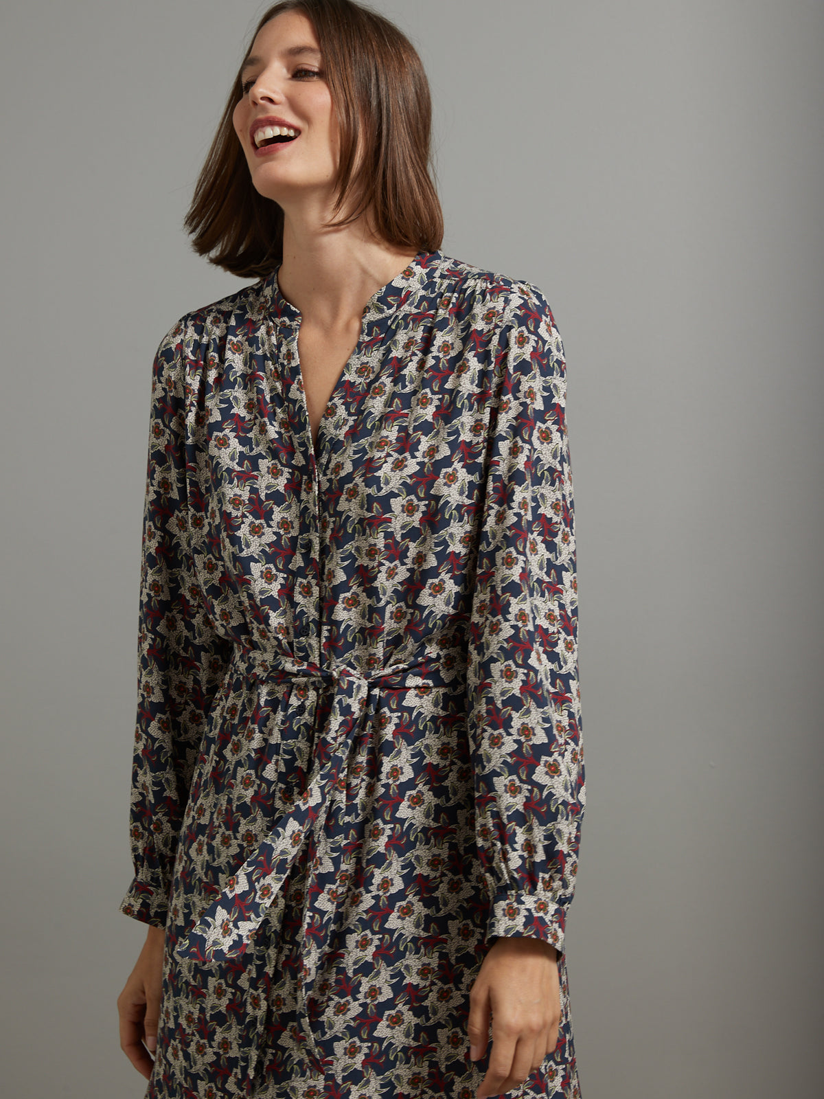 Damen-Hemdkleid mit Chambord-Print
