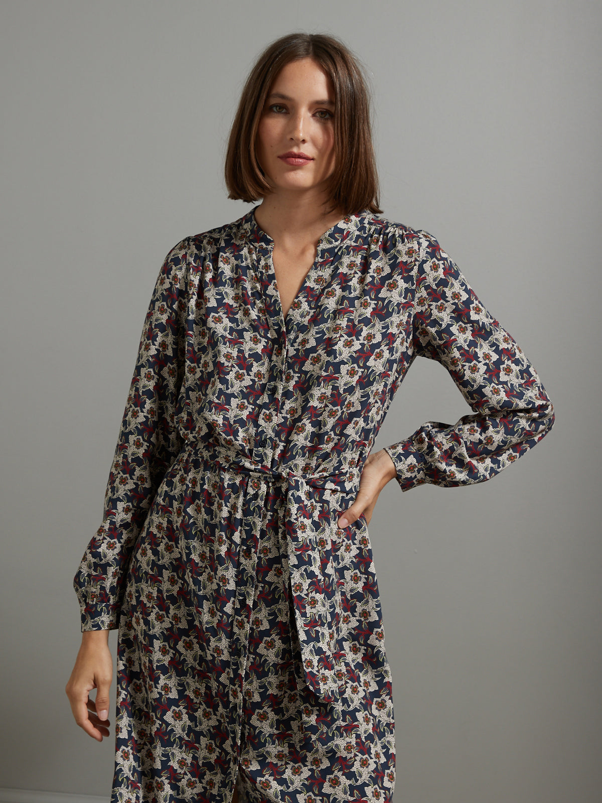 Damen-Hemdkleid mit Chambord-Print