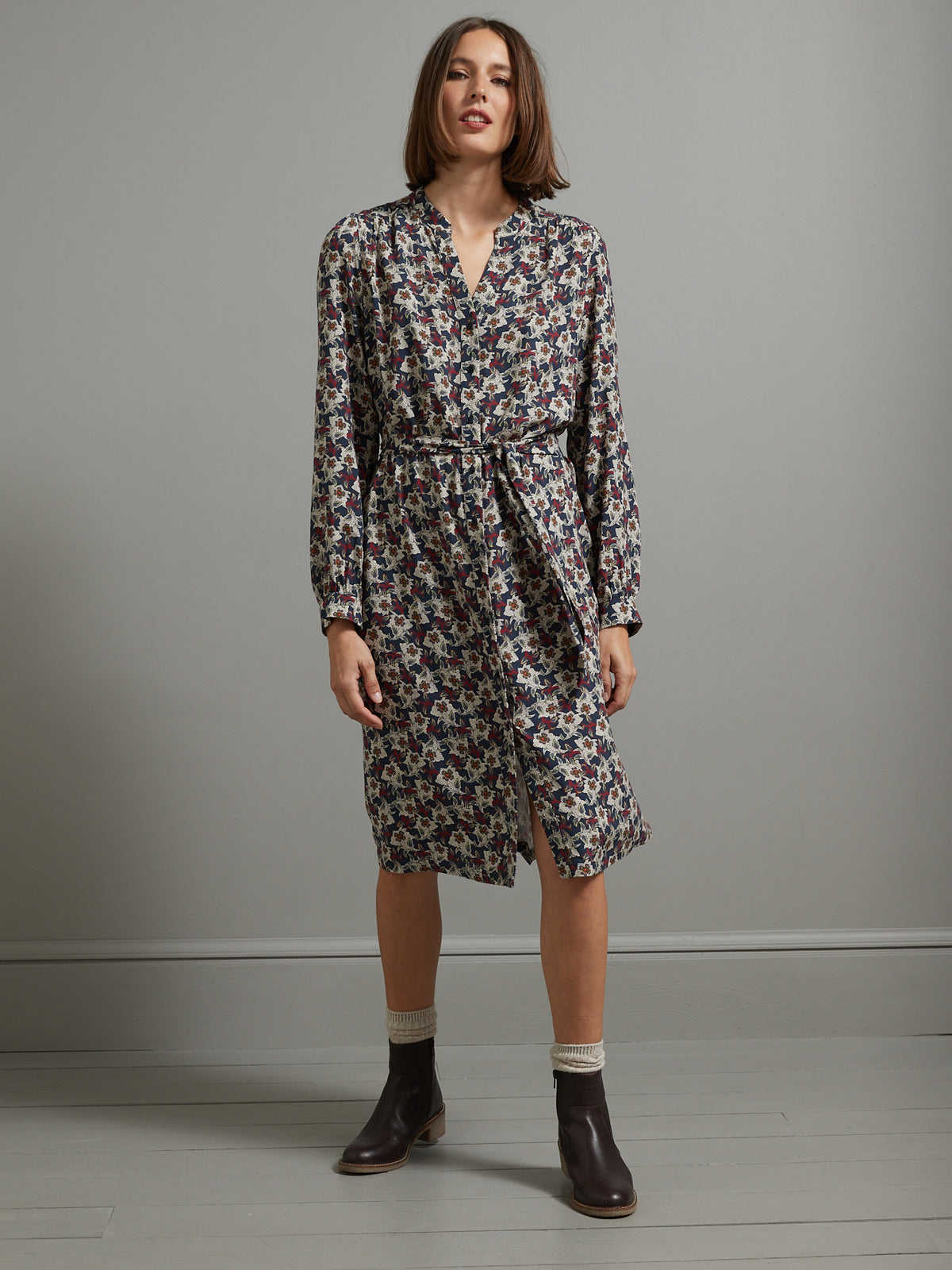 Damen-Hemdkleid mit Chambord-Print