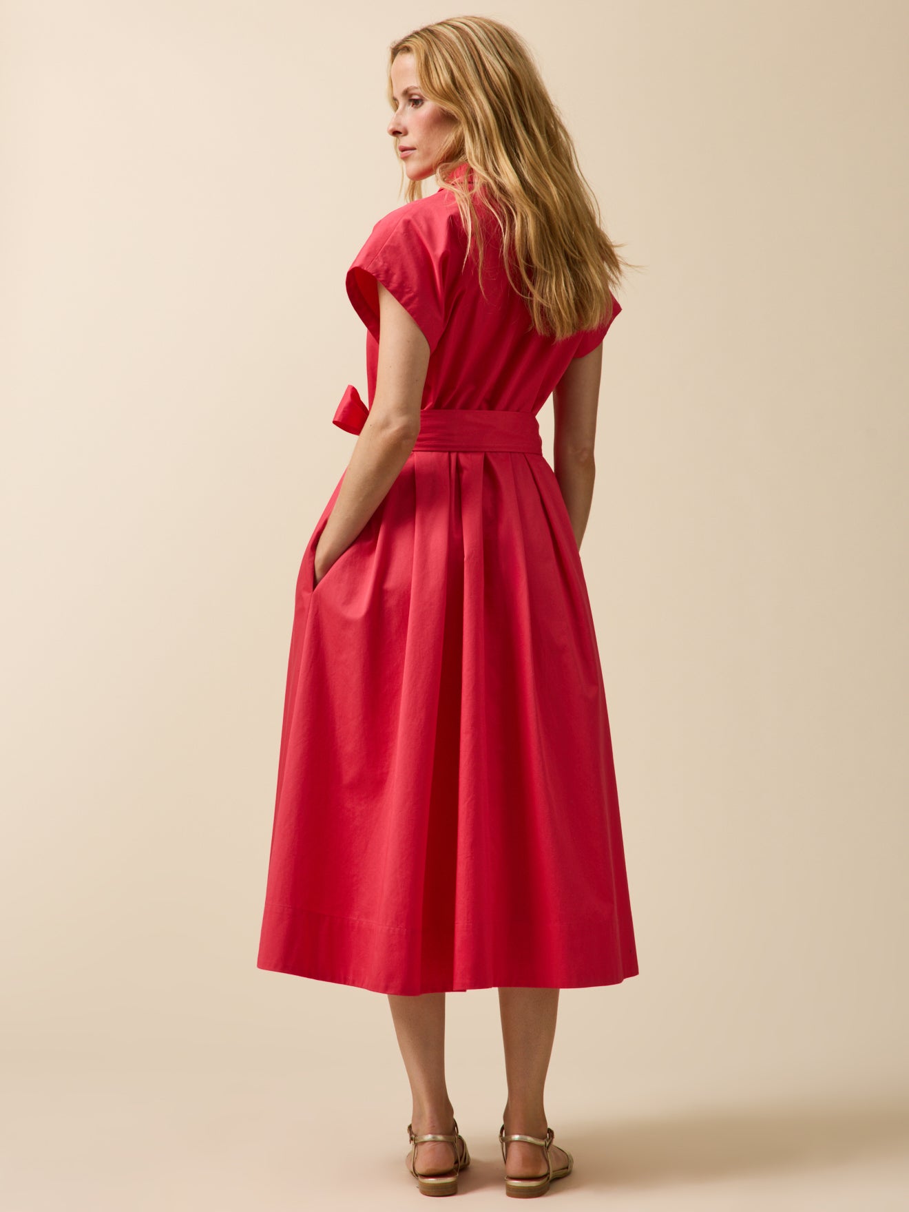 Damen-Festkleid aus satinierter Popeline