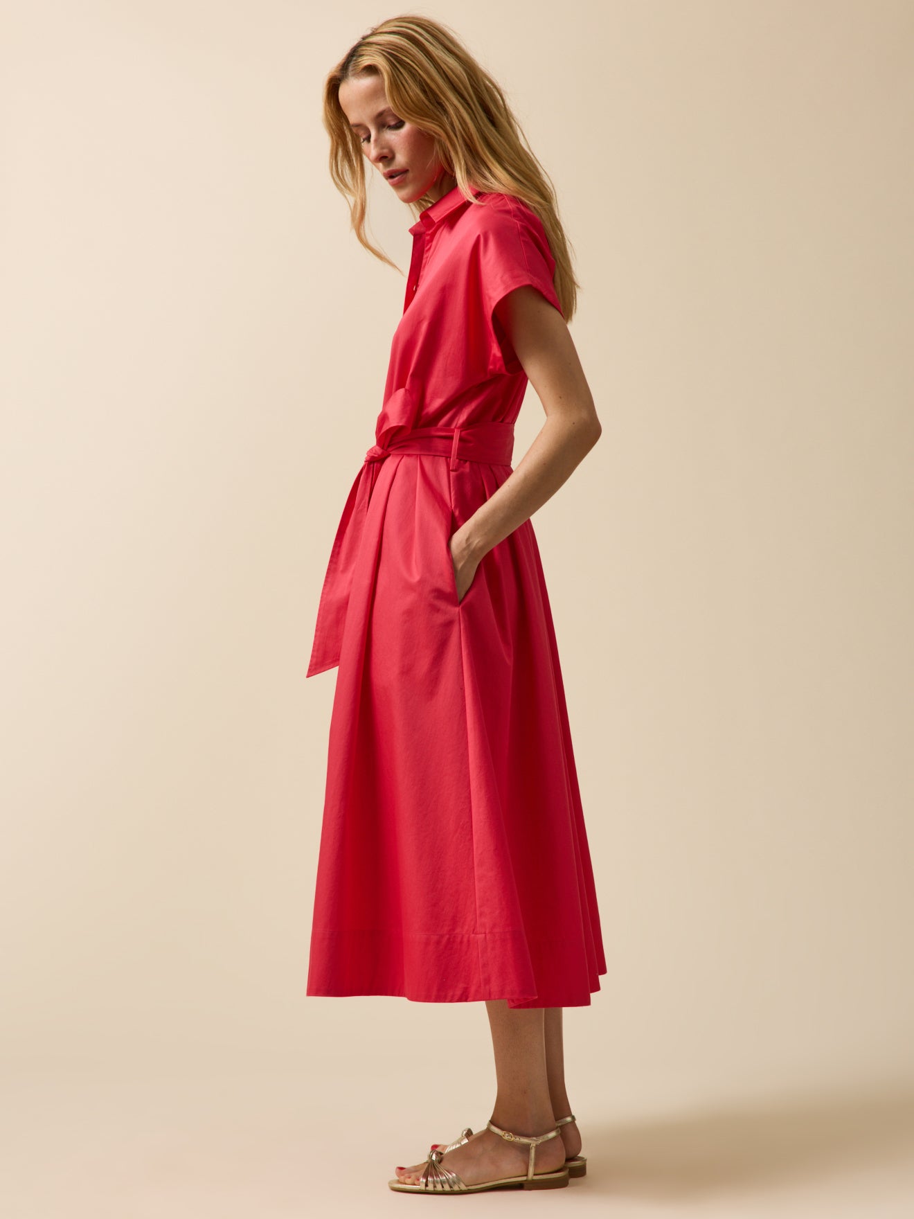 Damen-Festkleid aus satinierter Popeline