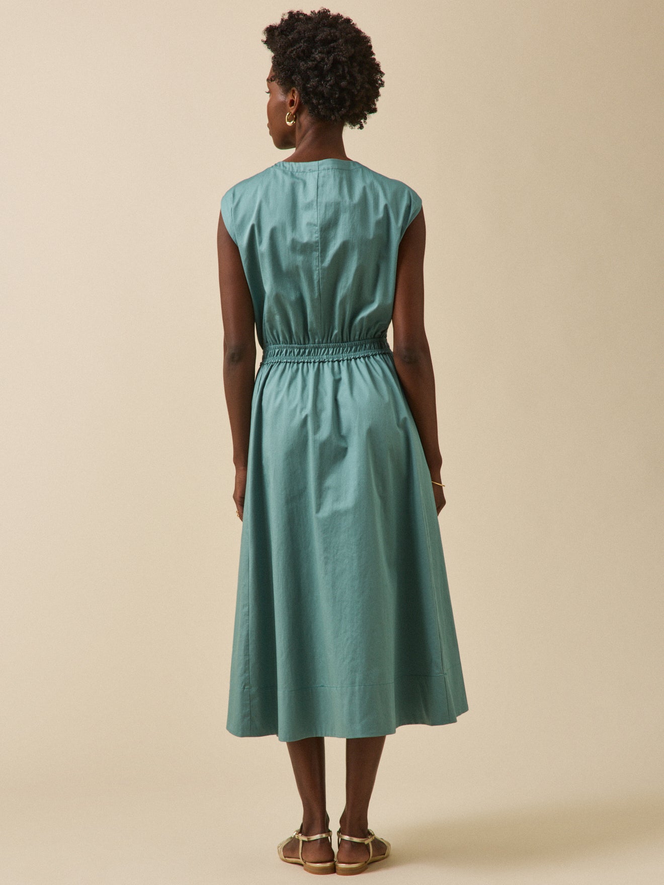 Langes Damen-Festkleid aus satinierter Popeline