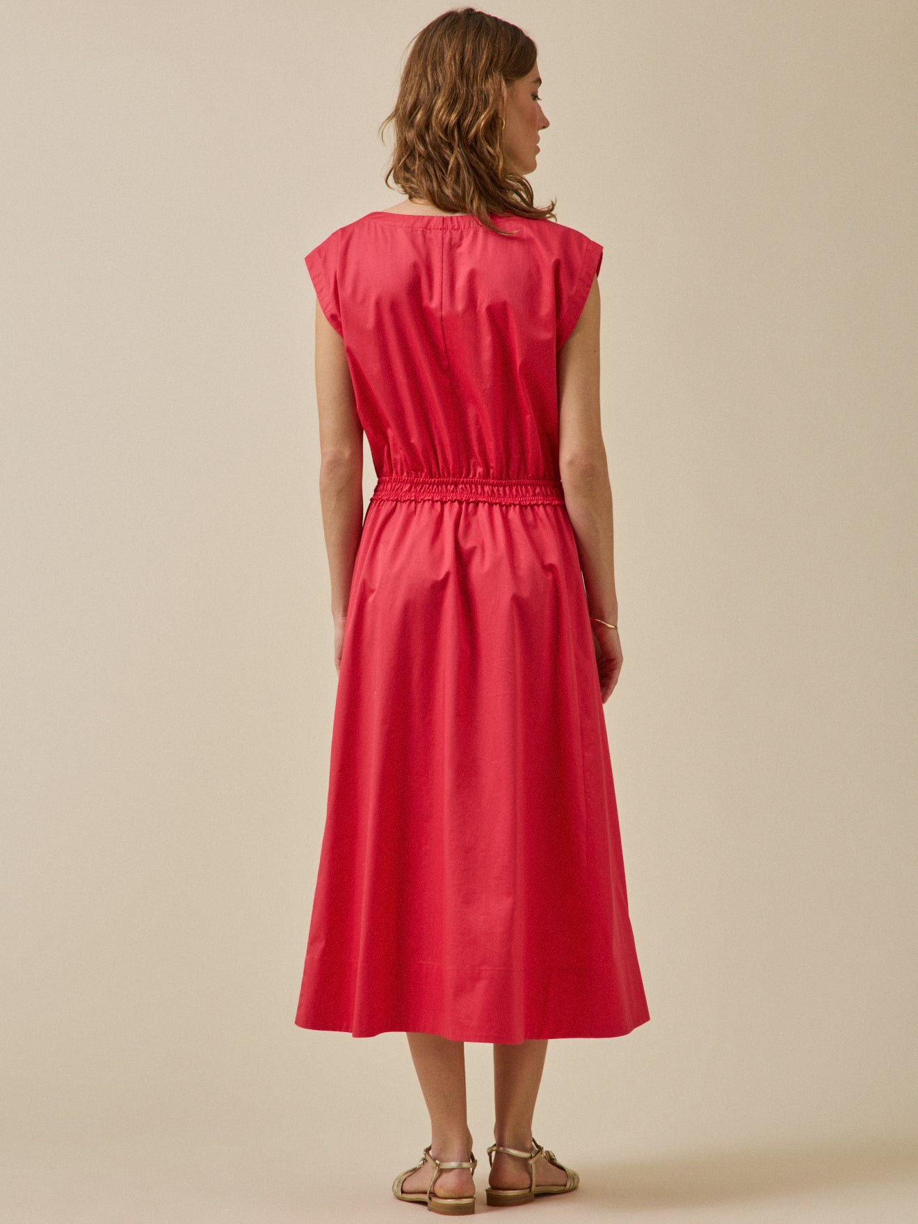 Langes Damen-Festkleid aus satinierter Popeline