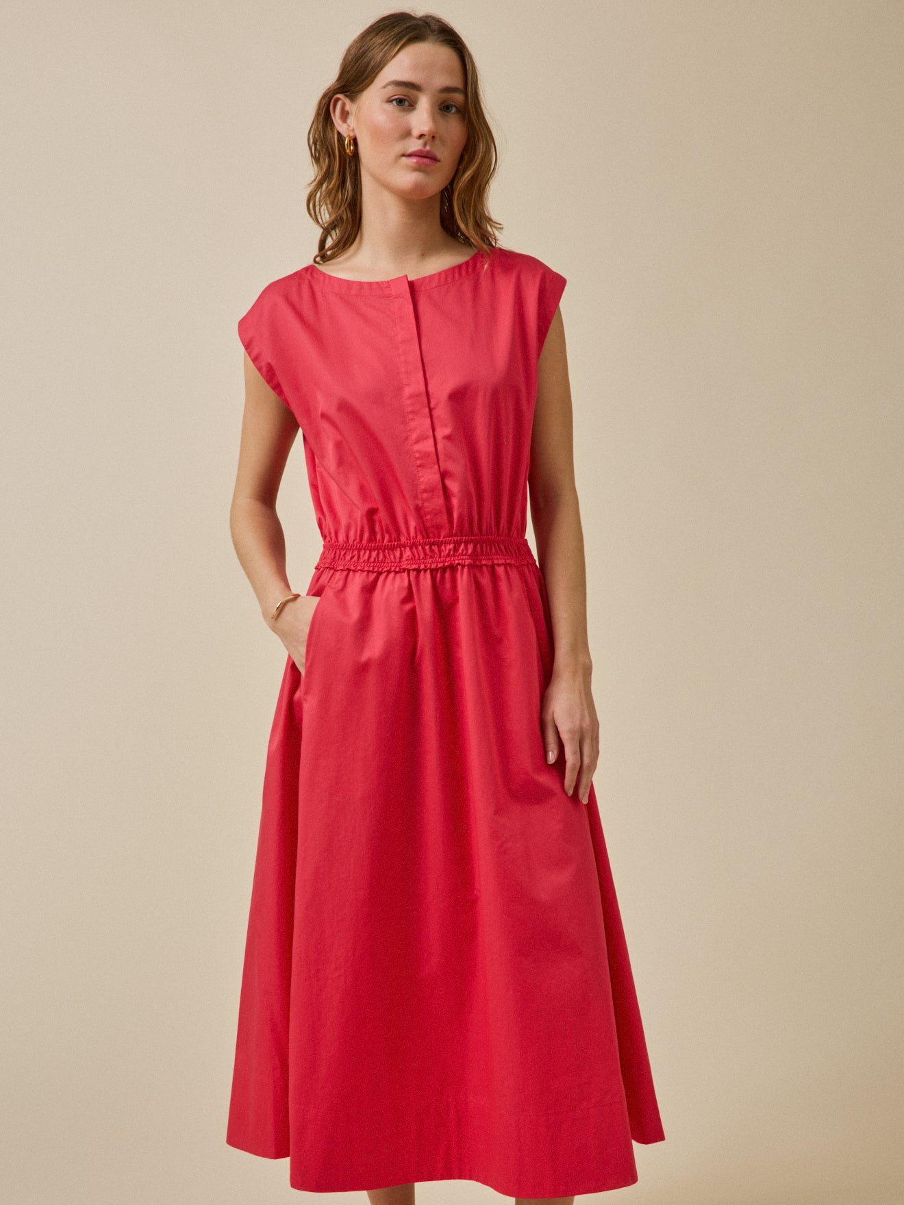 Langes Damen-Festkleid aus satinierter Popeline