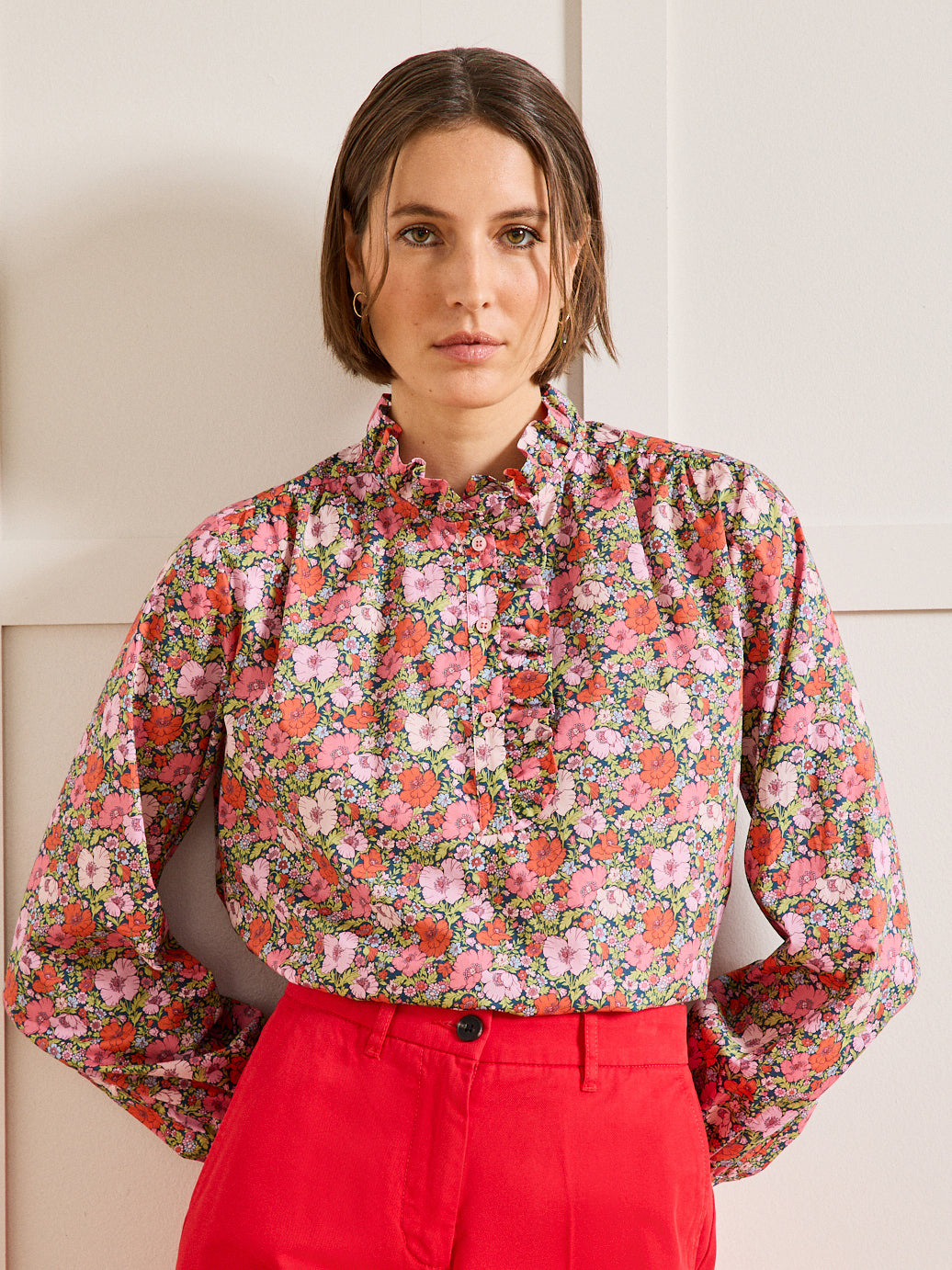 Damenbluse aus Liberty-Stoff mit Volants - Limited Collection