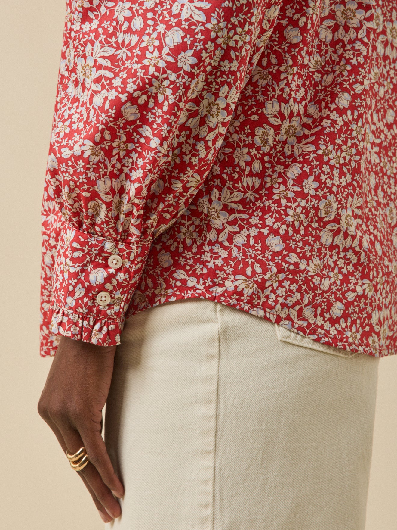 Damenbluse mit Volants am Kragen aus Liberty-Stoff - Limited Collection