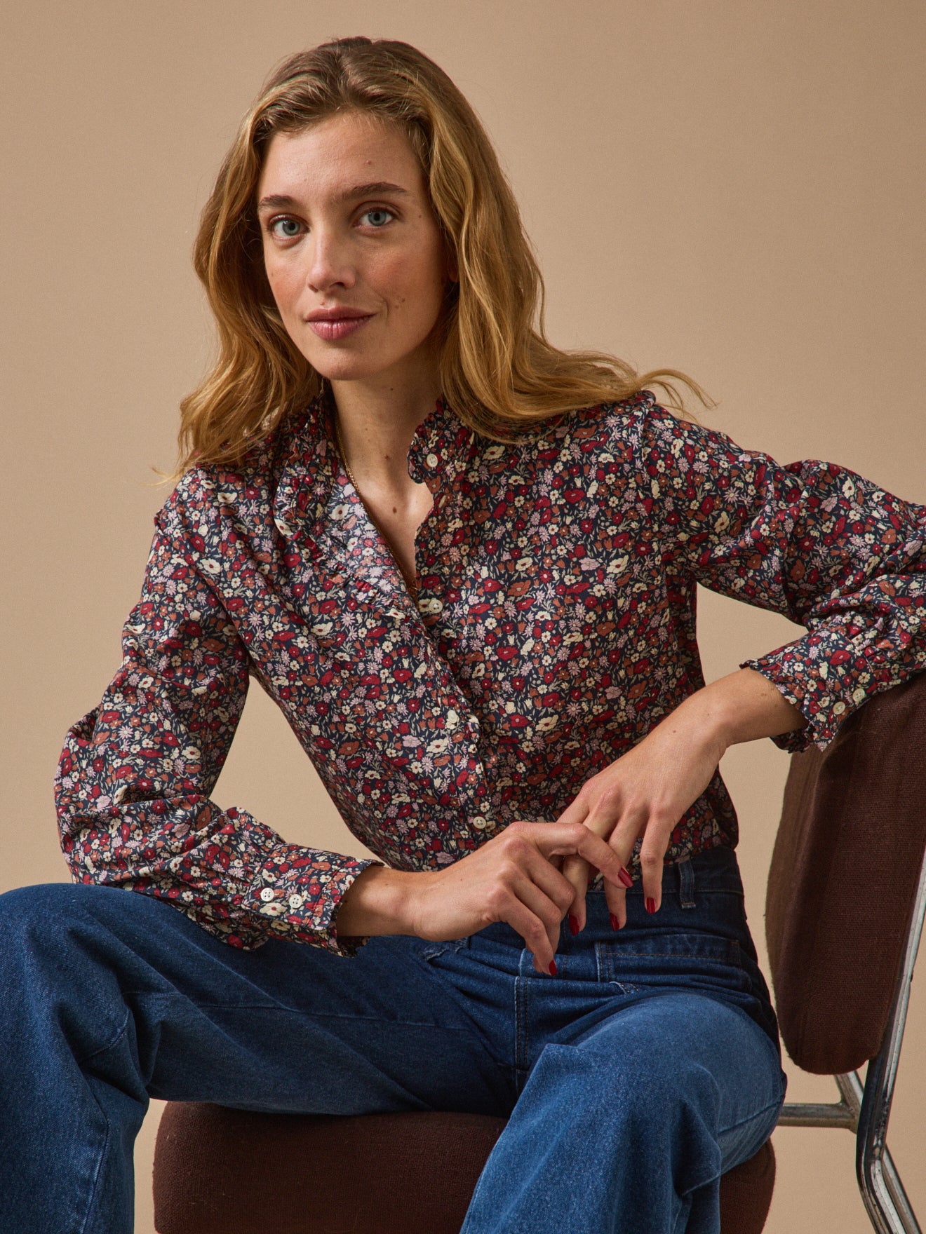 Damenbluse aus Liberty-Stoff – Modell Émilie
